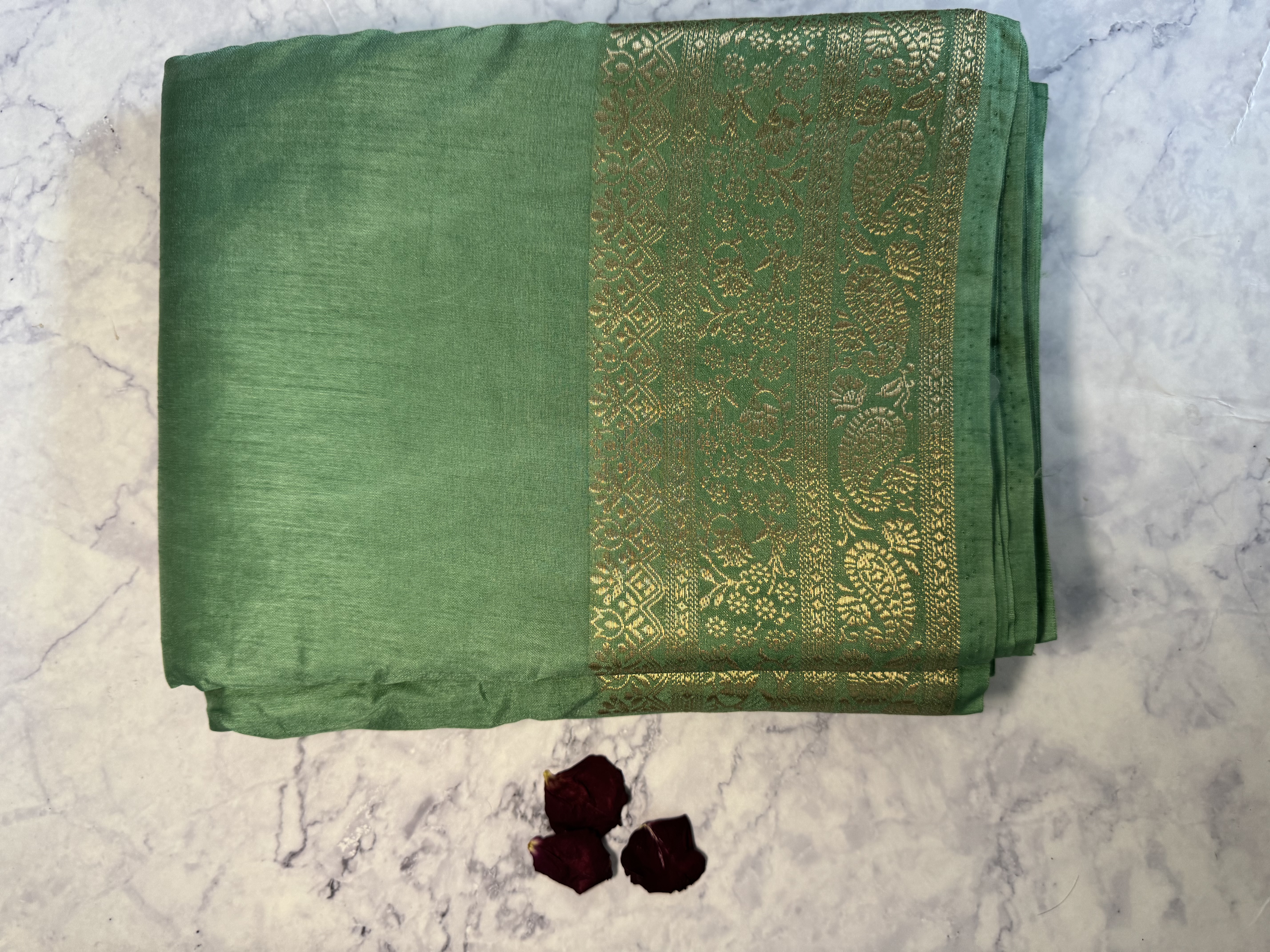 Mint green cotton saree