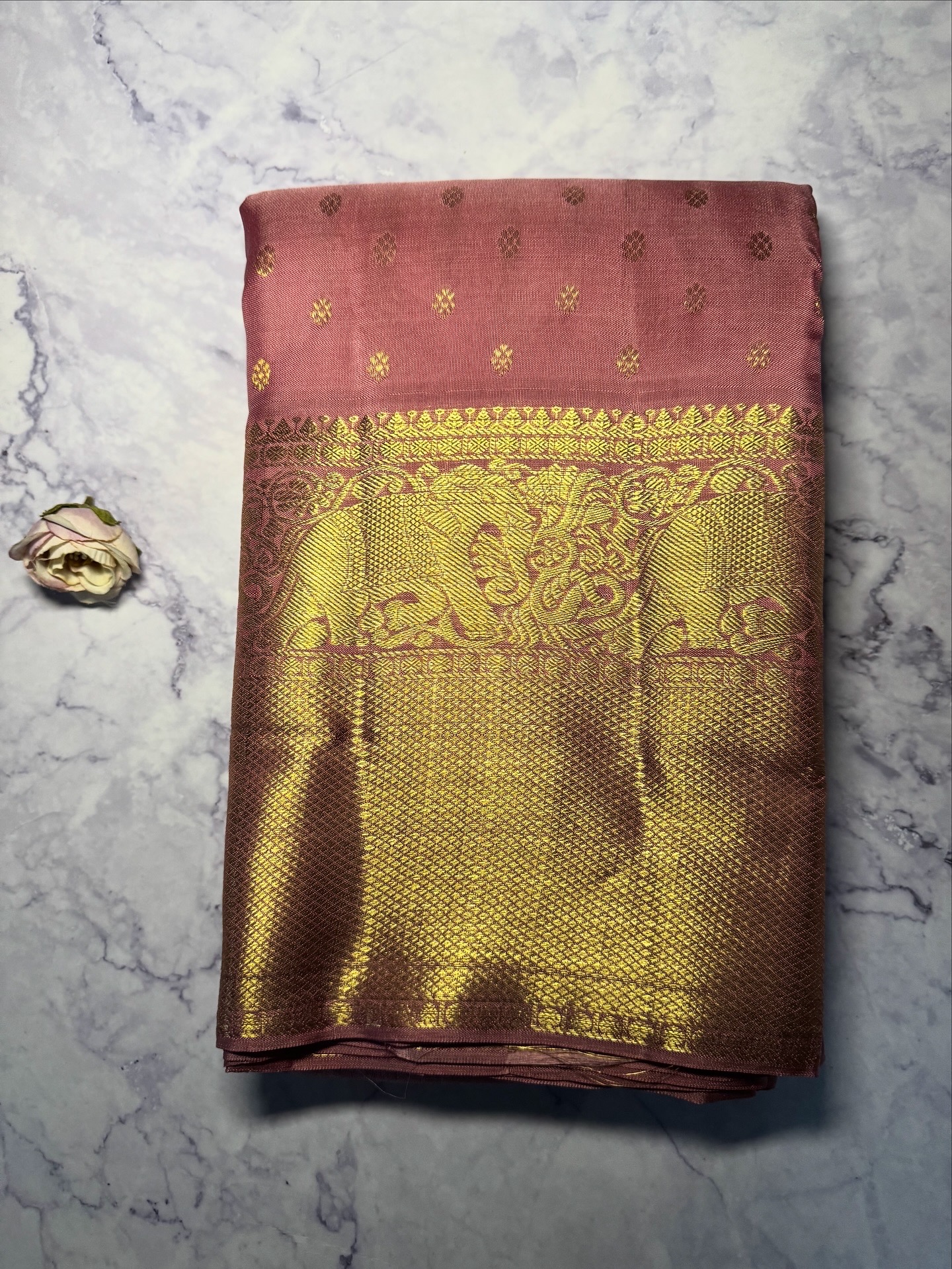 Pastel pink kanchipuram saree with butta