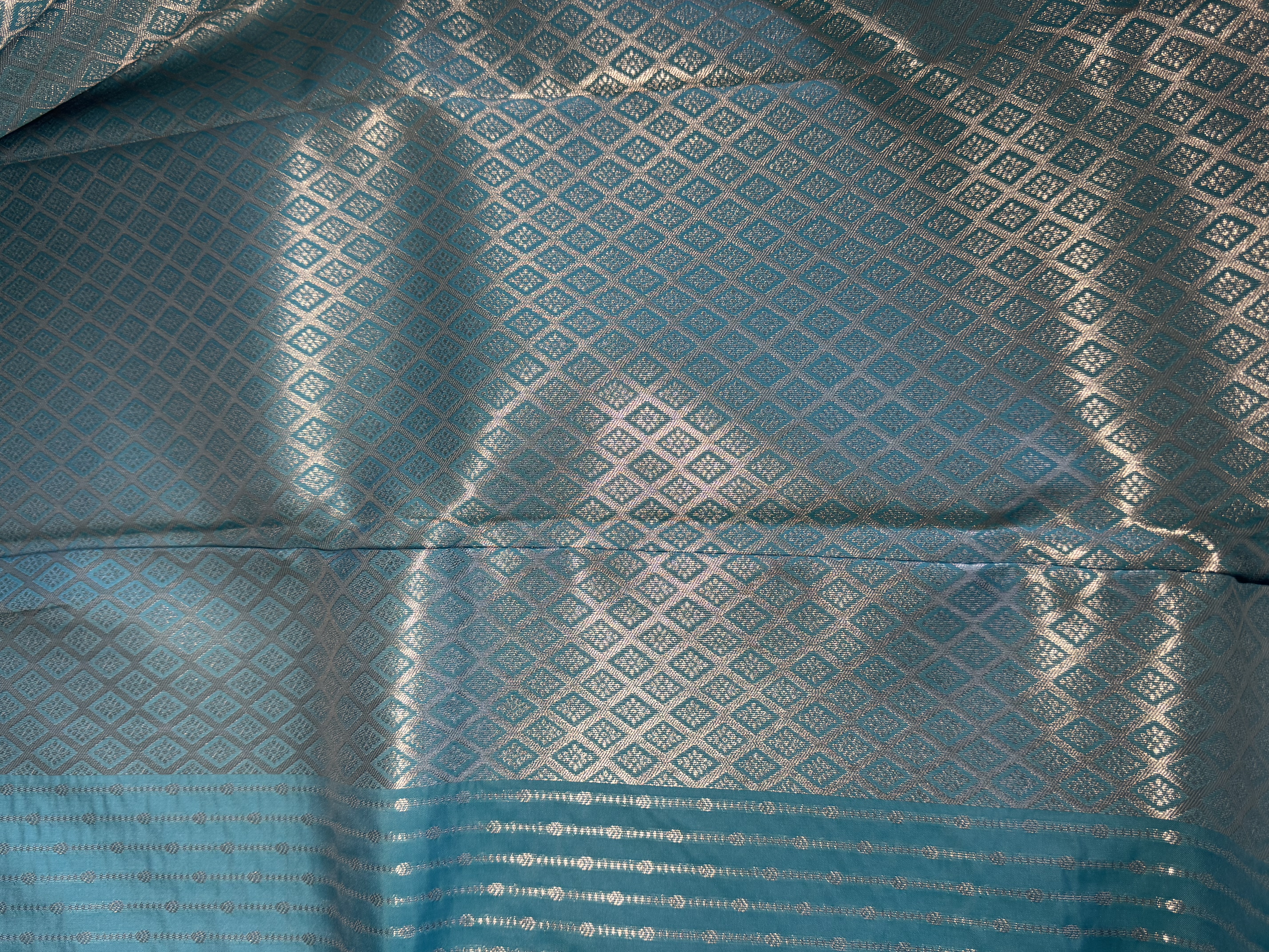 Baby blue soft silk saree with silver zari