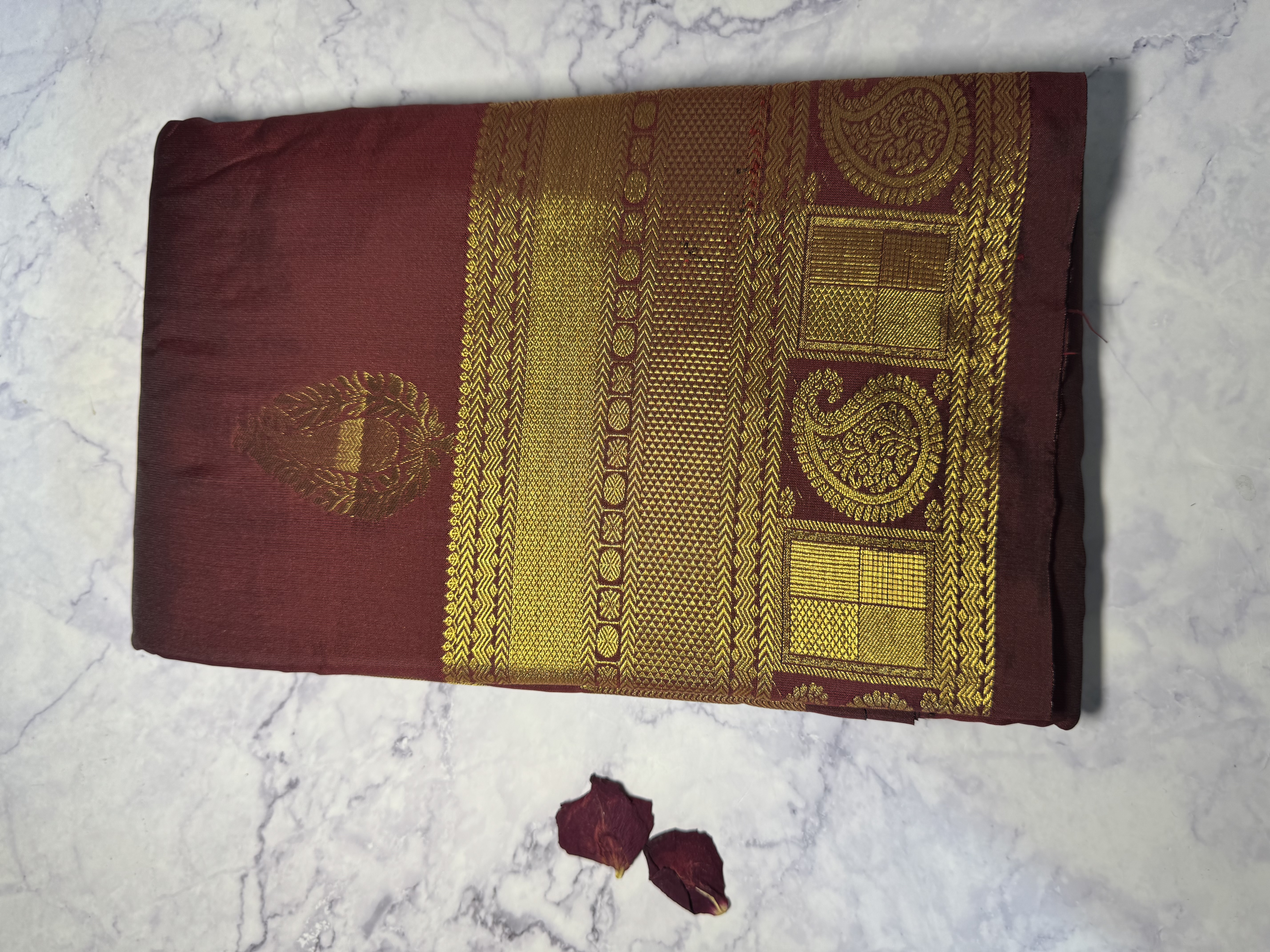 Maroon semi silk saree