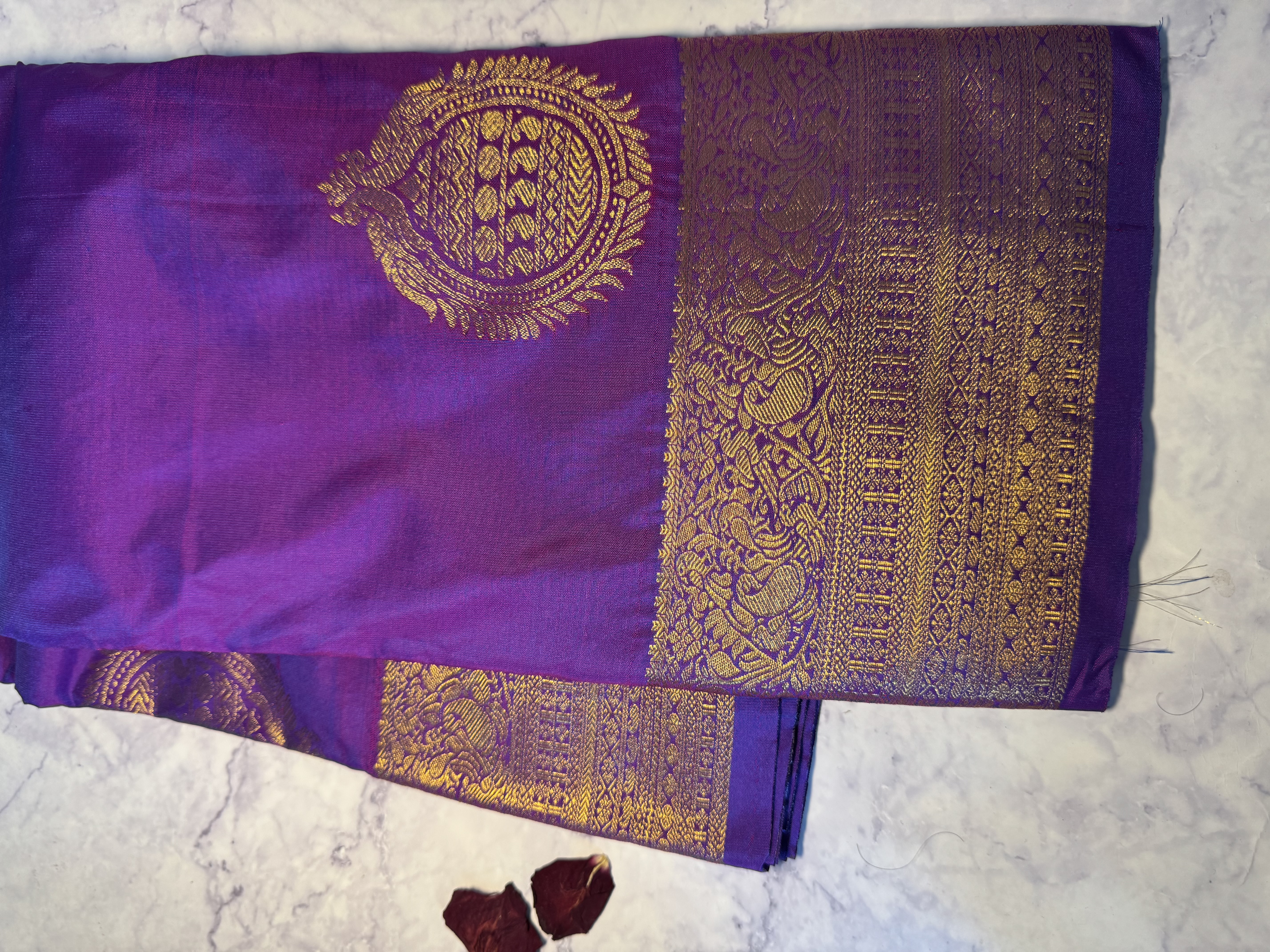 Dual tone purple semi silk saree