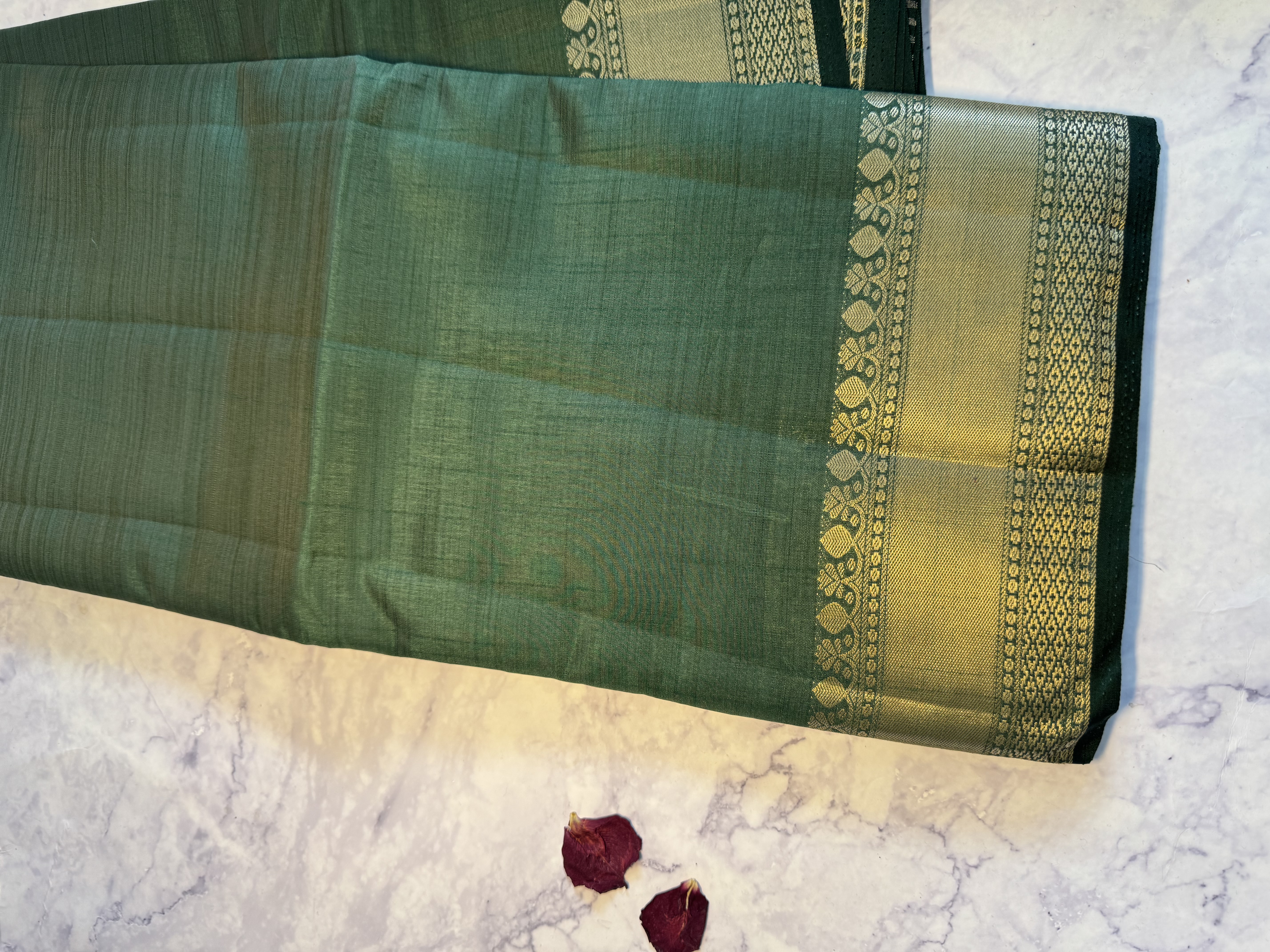 Forest green mango silk saree