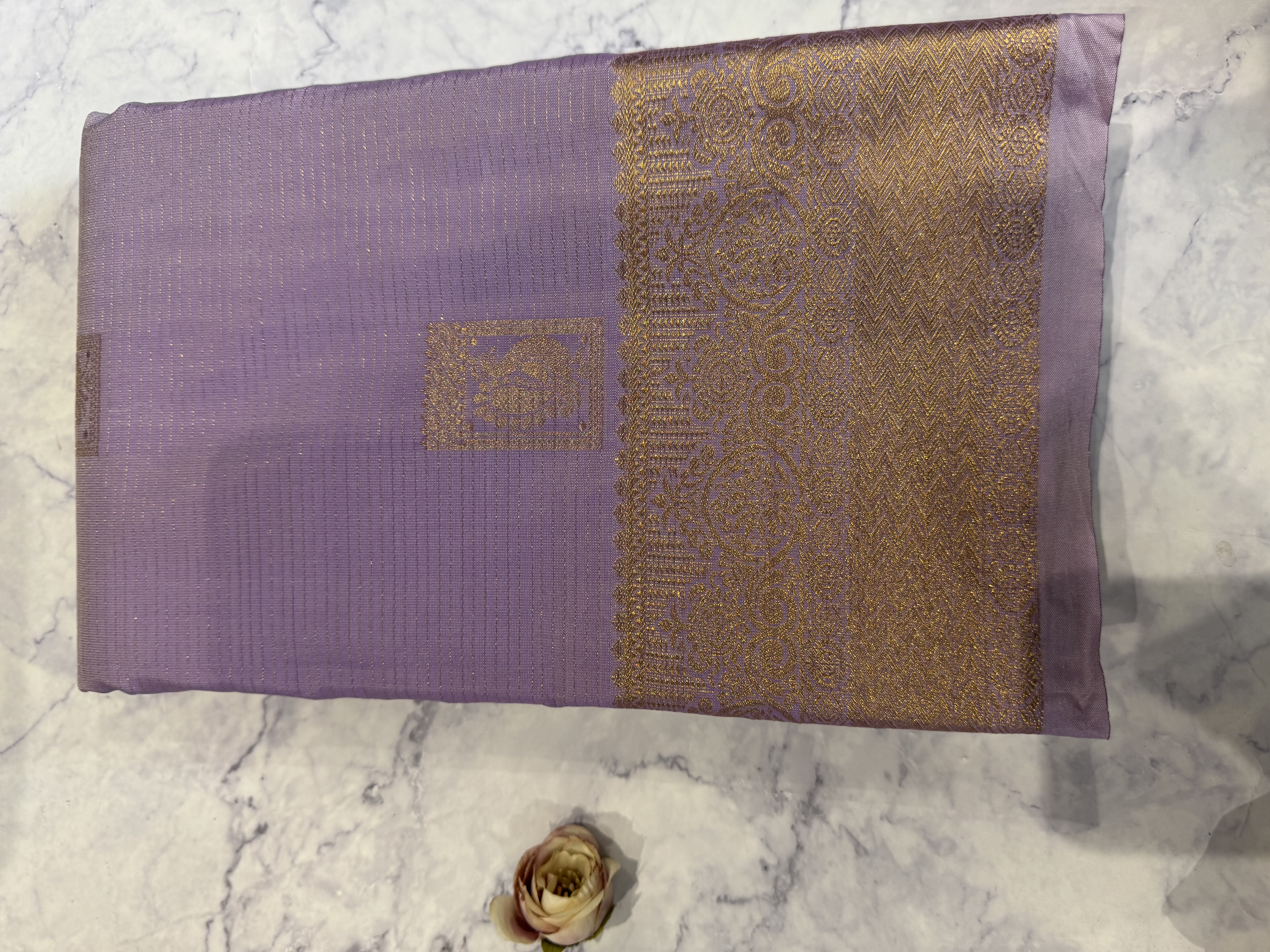 Lavender vaira oosi semi silk saree