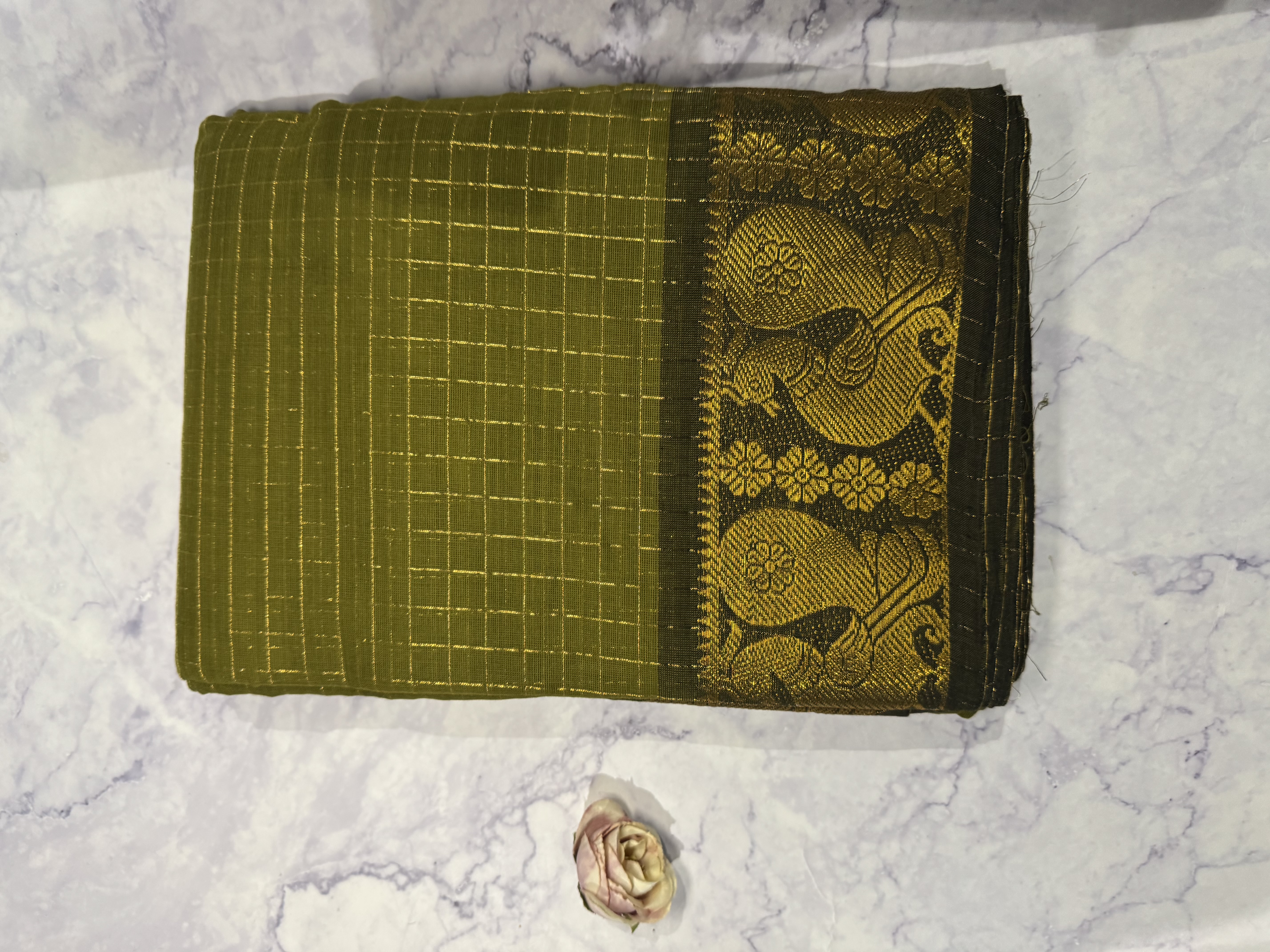 Mehendi green vaira oosi cotton saree