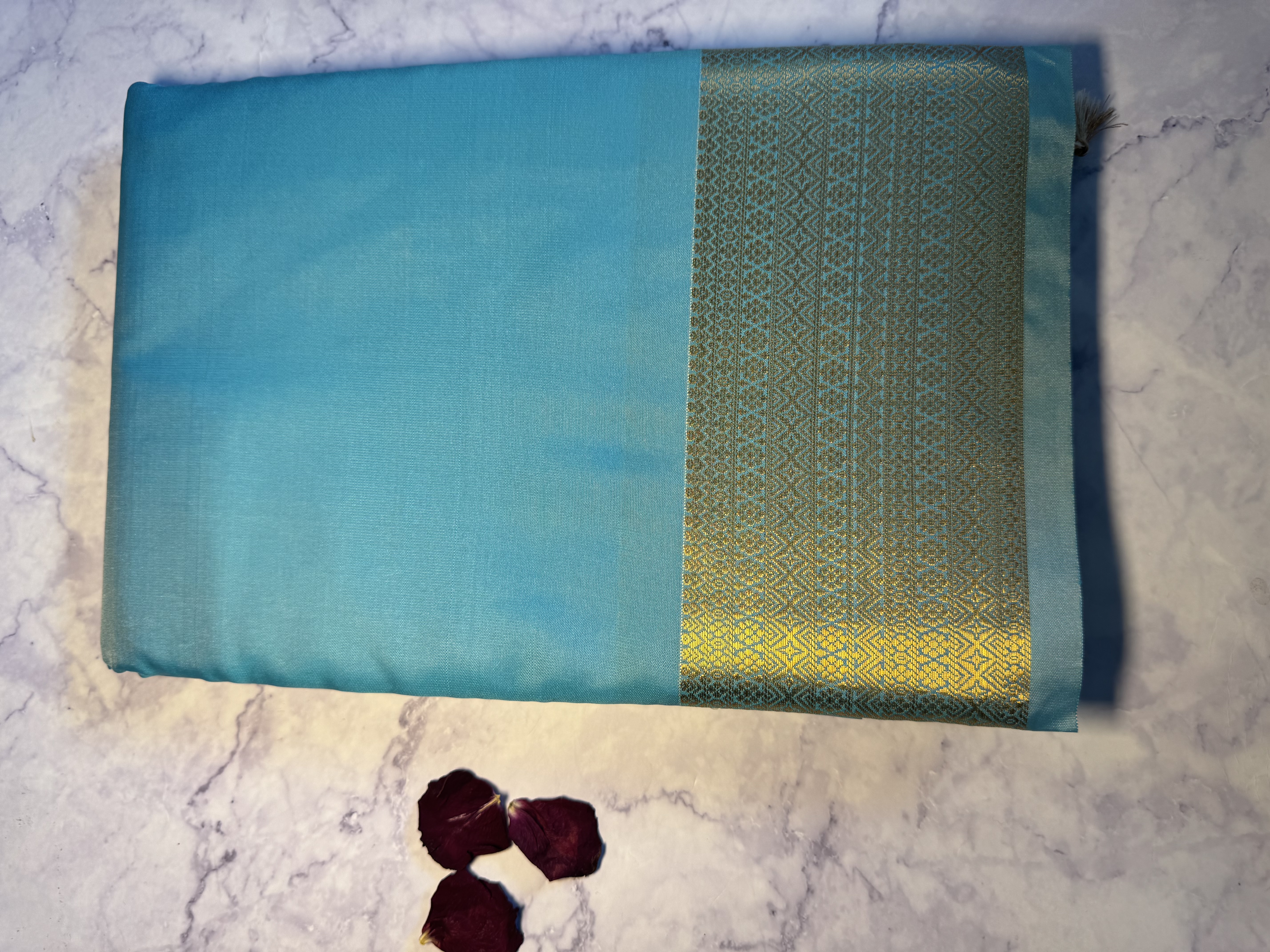 Sky blue semi silk saree