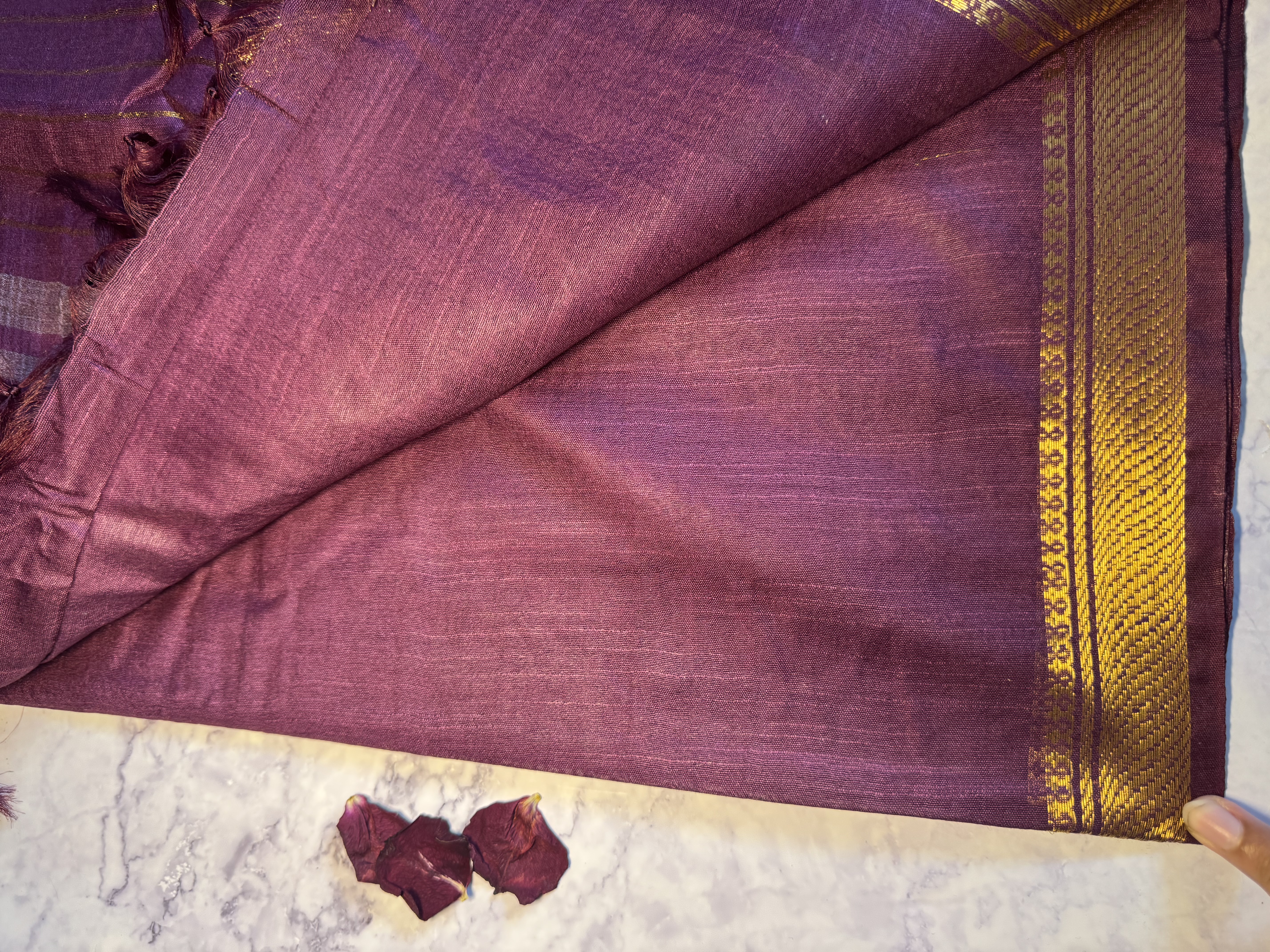 Berry purple cotton saree