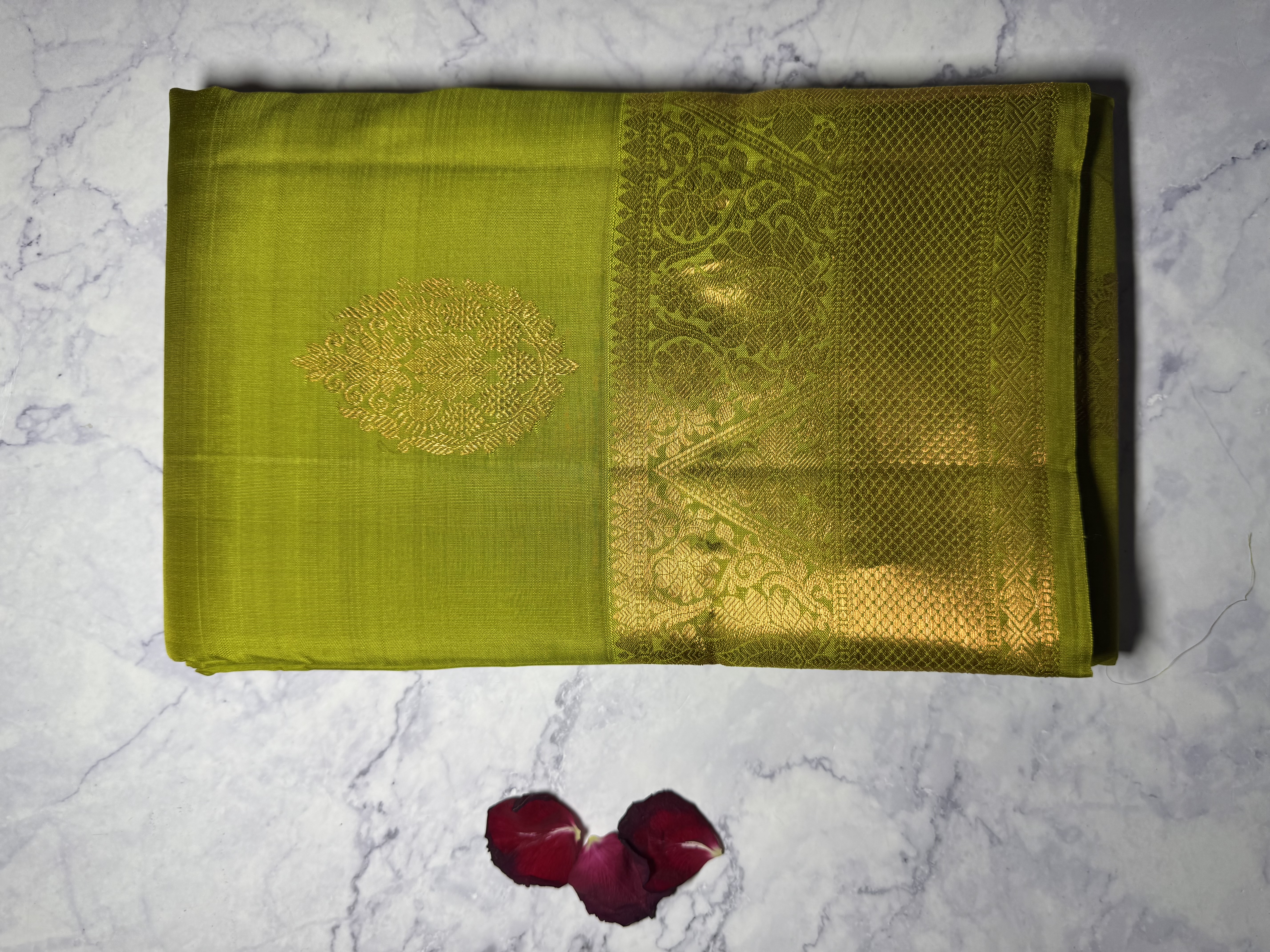 Mehendi green pure silk saree