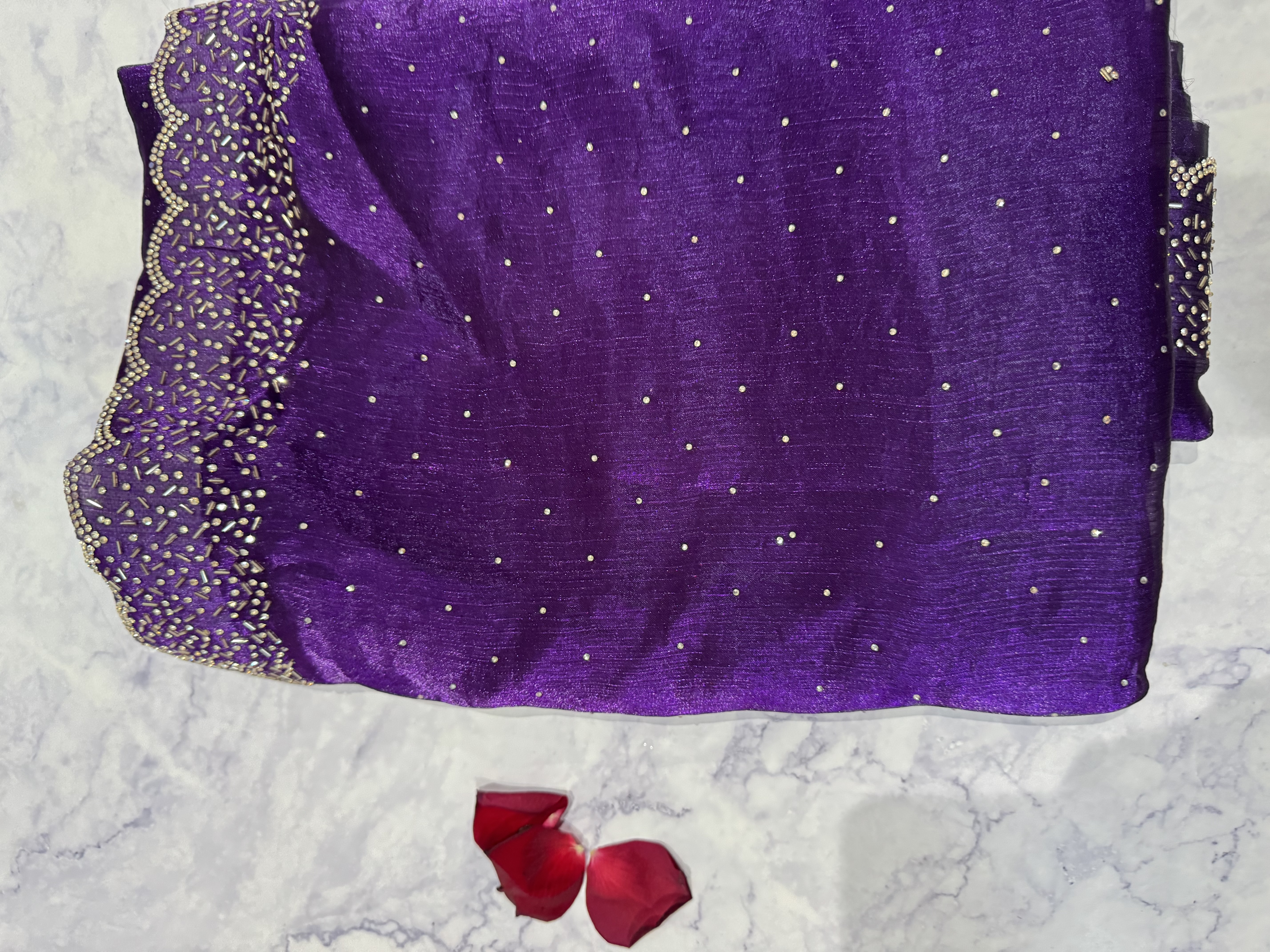 Bright purple space silk saree