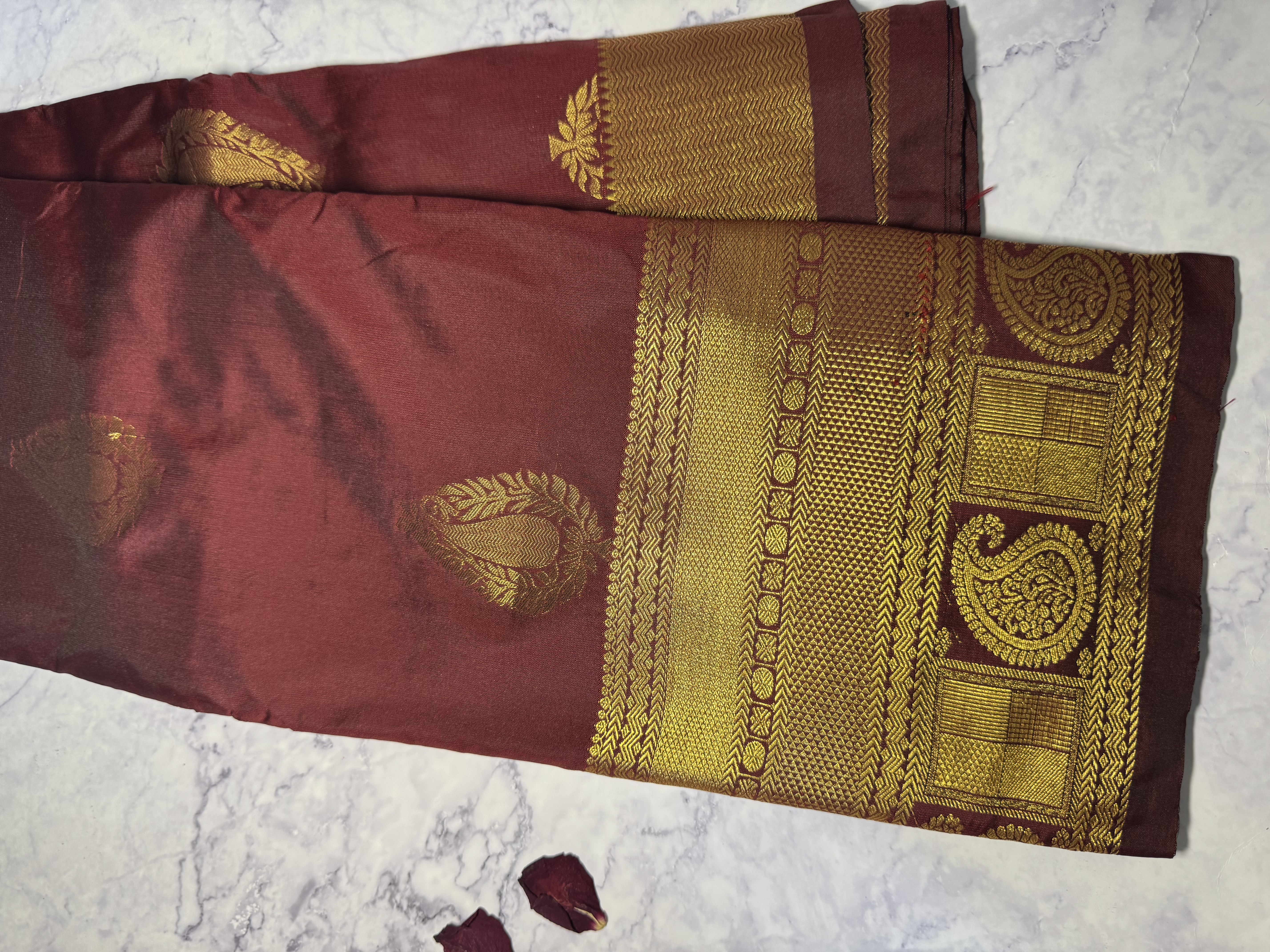 Maroon semi silk saree