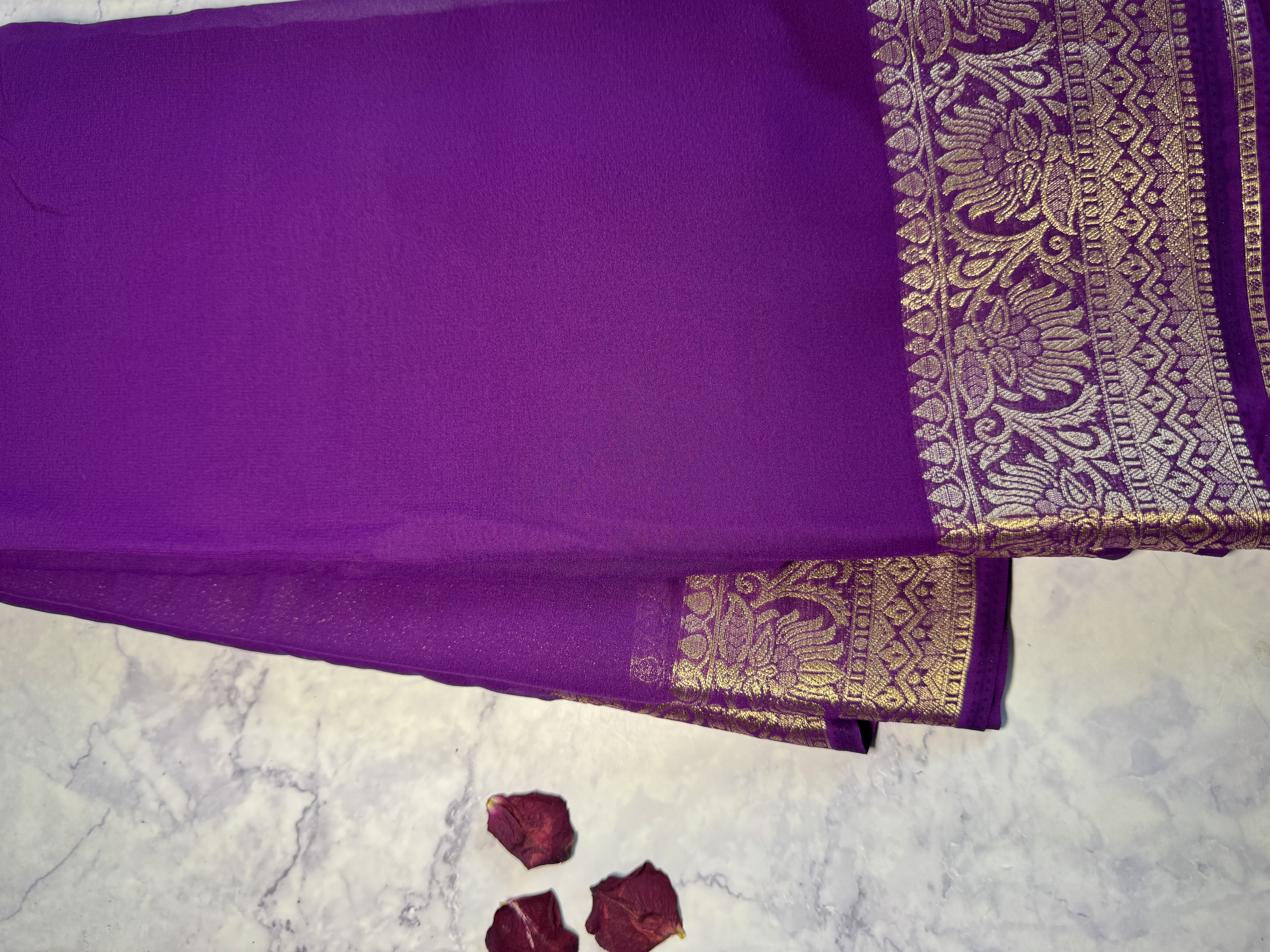 Purple chiffon saree