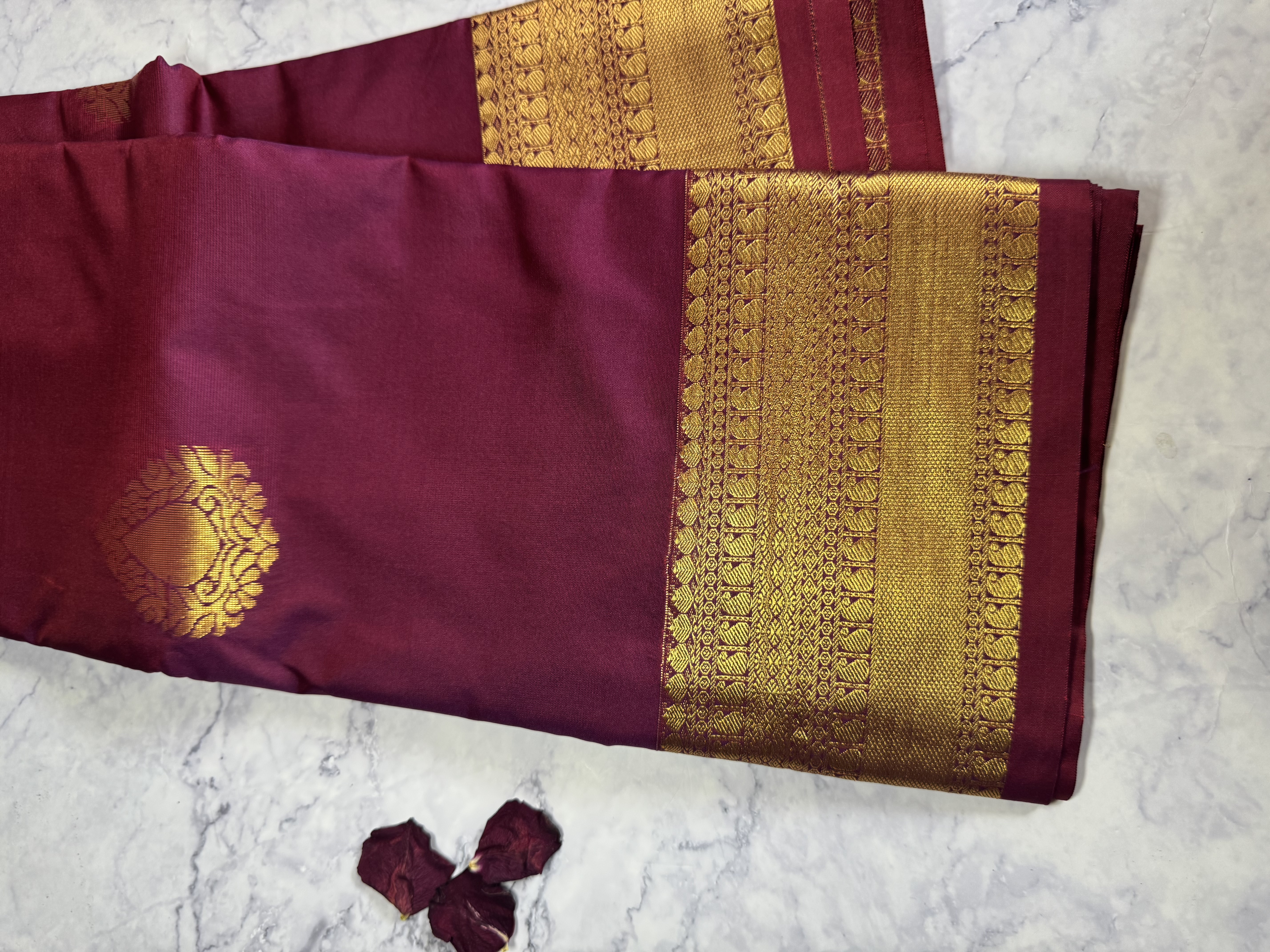 Berry red semi silk with butta