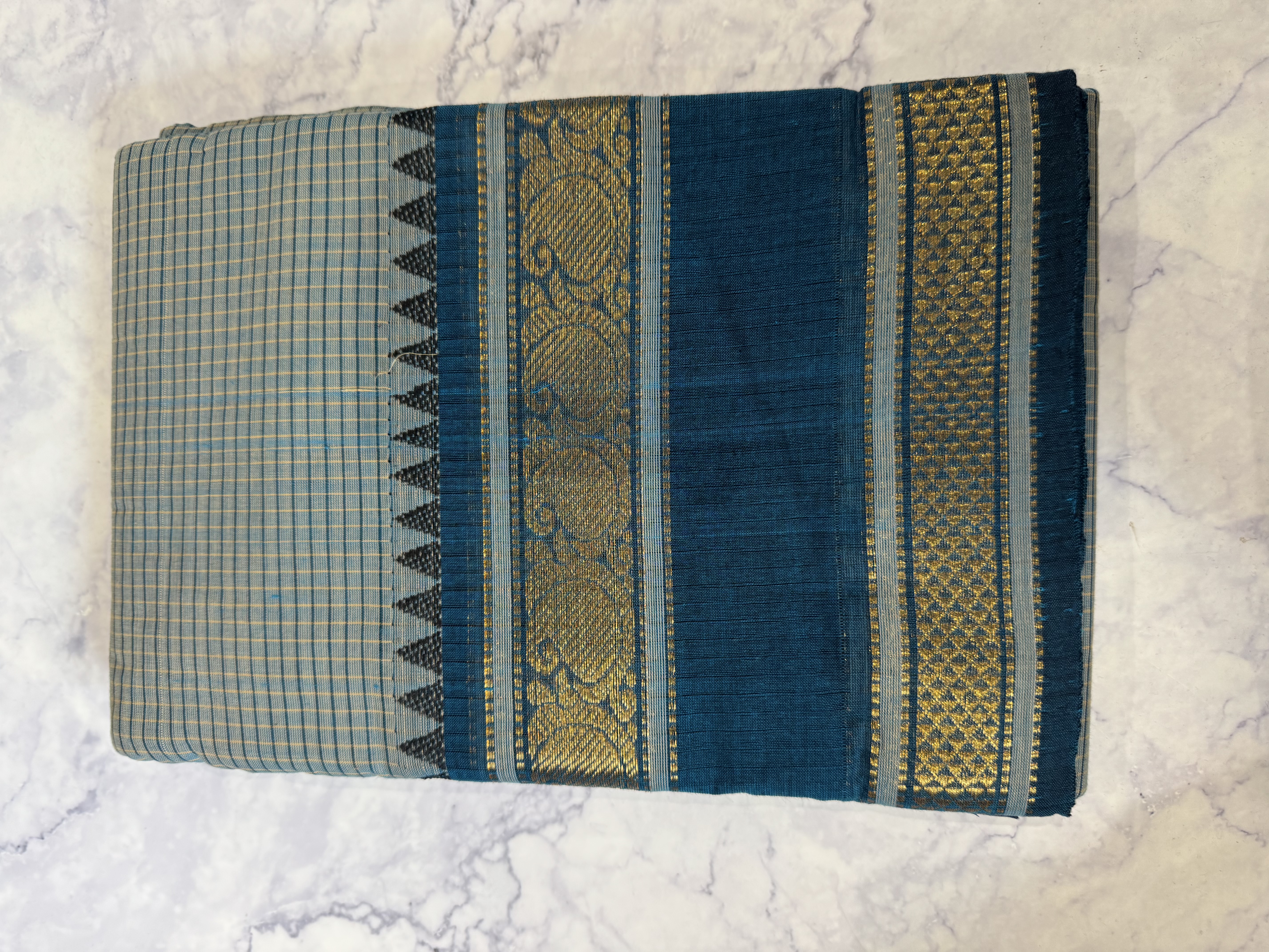 Sky blue vaira oosi cotton saree