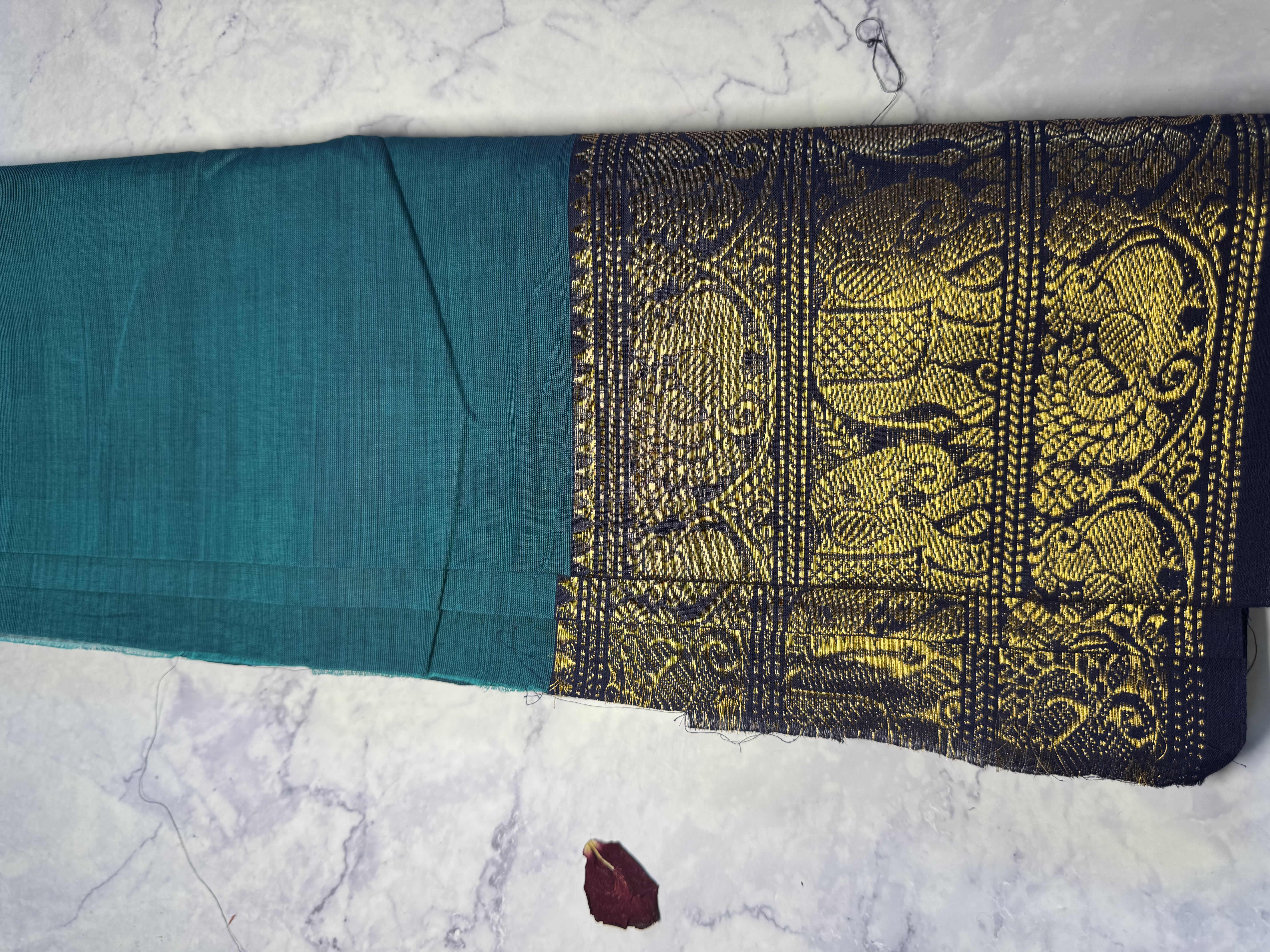 Teal cotton saree 