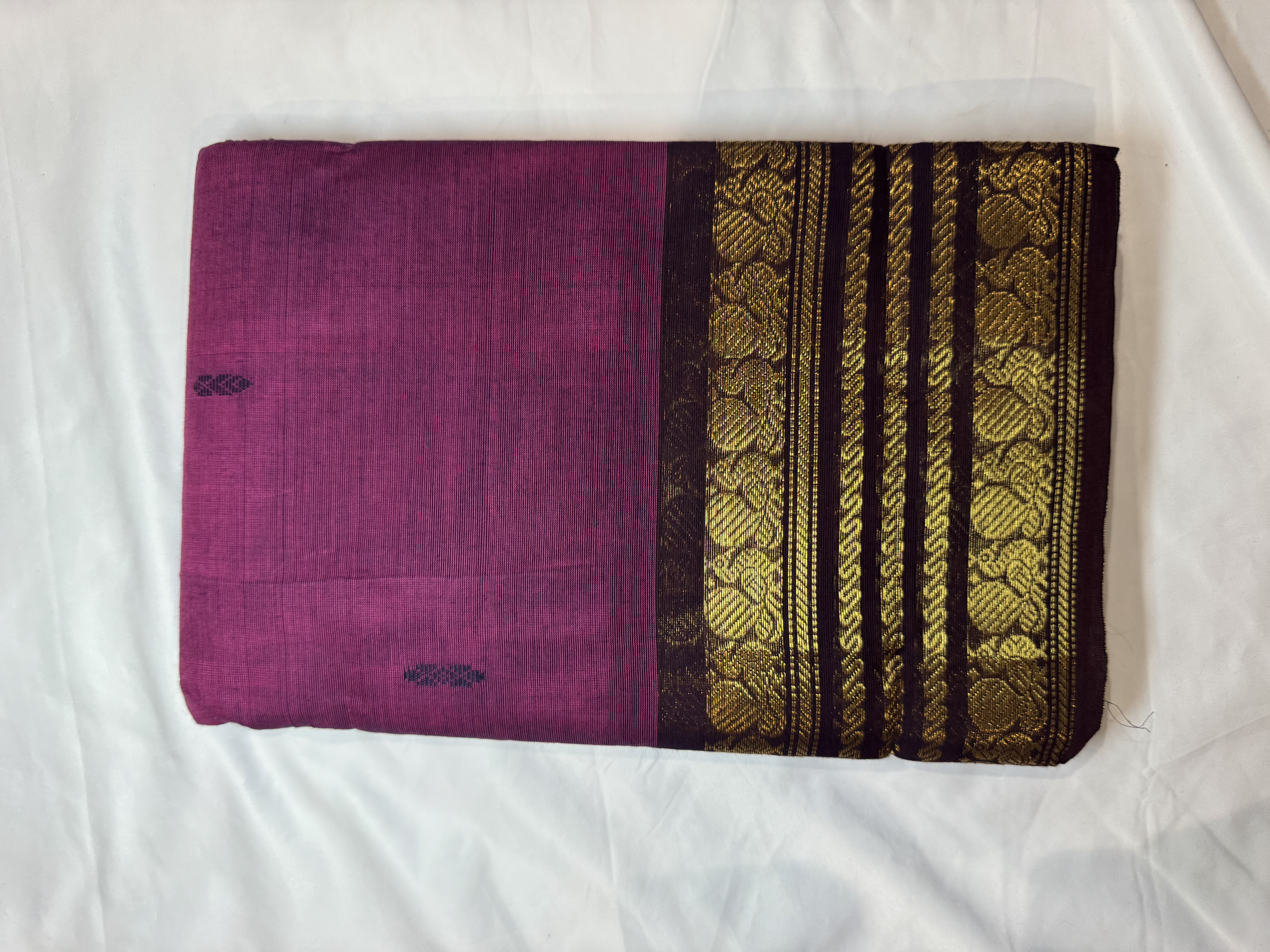 Berry purple cotton saree with black border