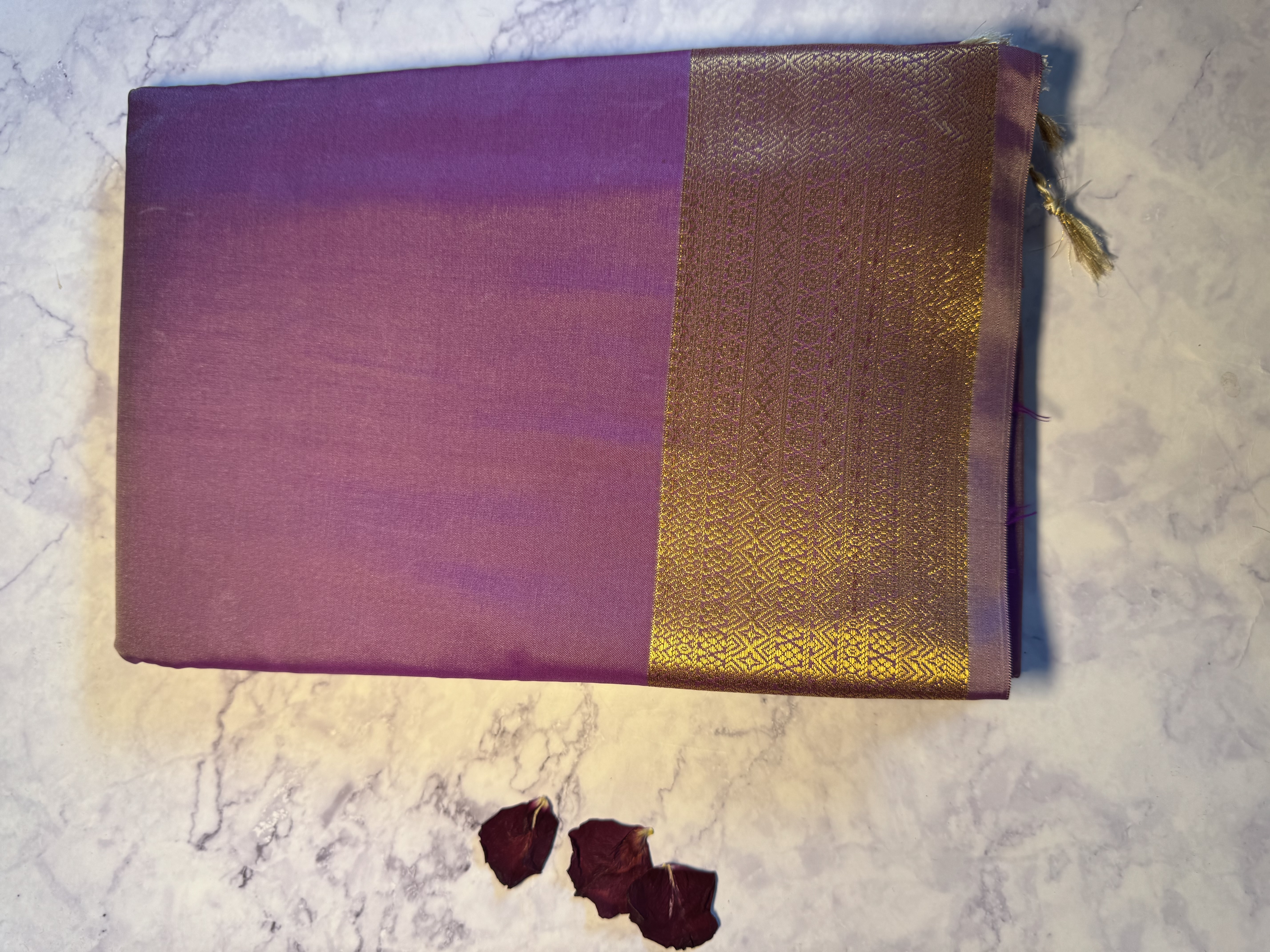 Lavender semi silk saree