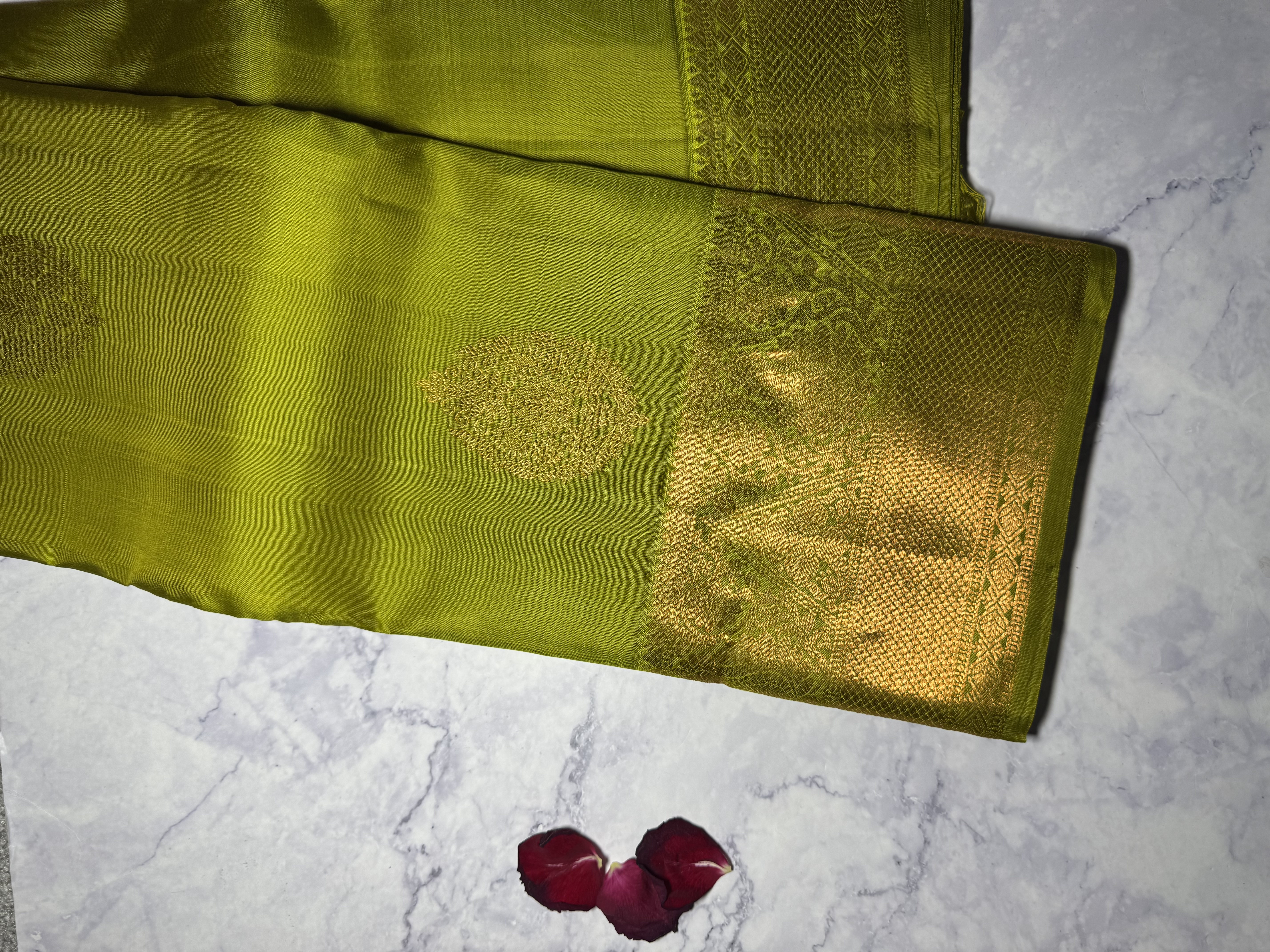 Mehendi green pure silk saree