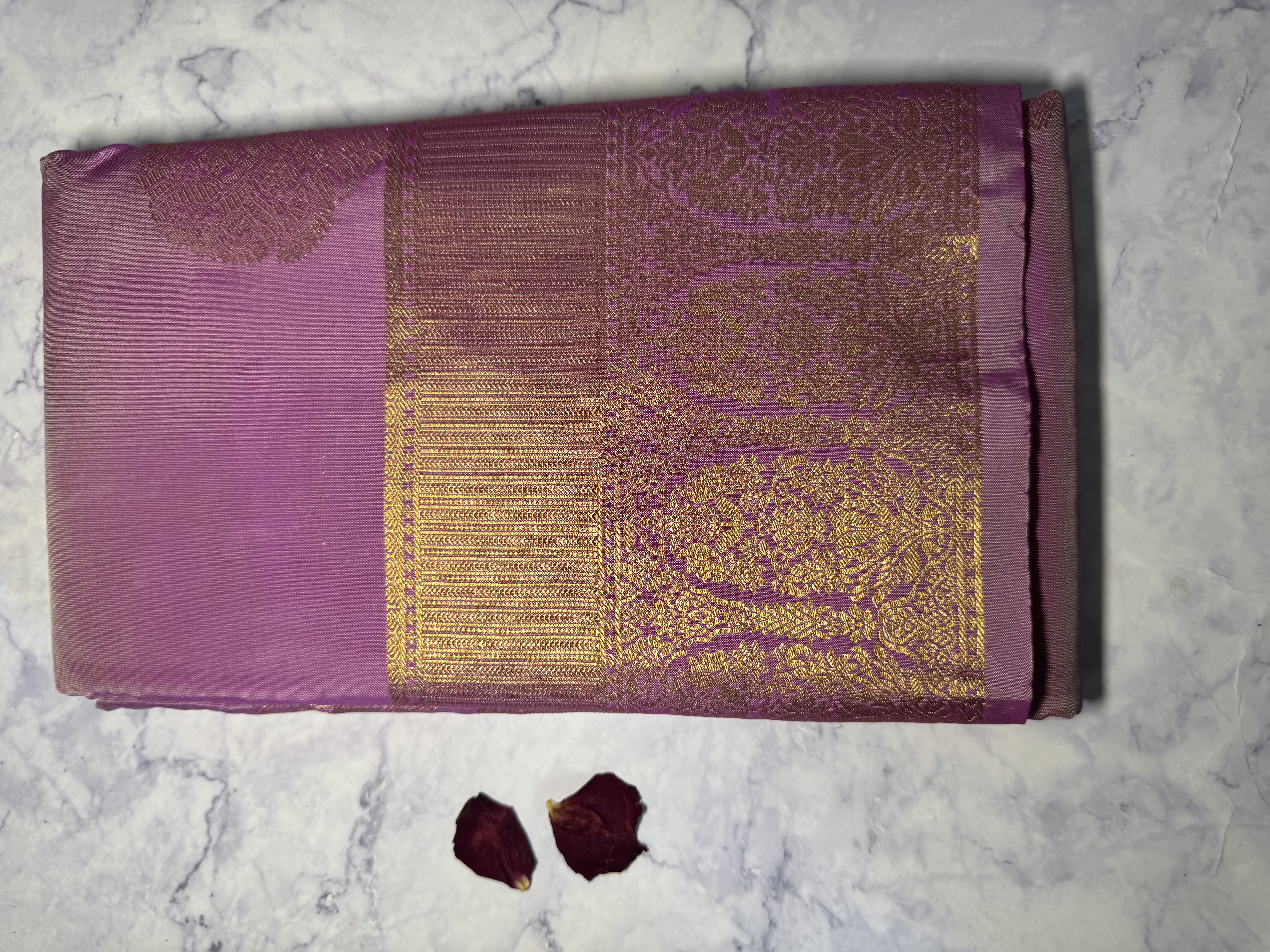 Onion pink semi silk with aqua blue blouse
