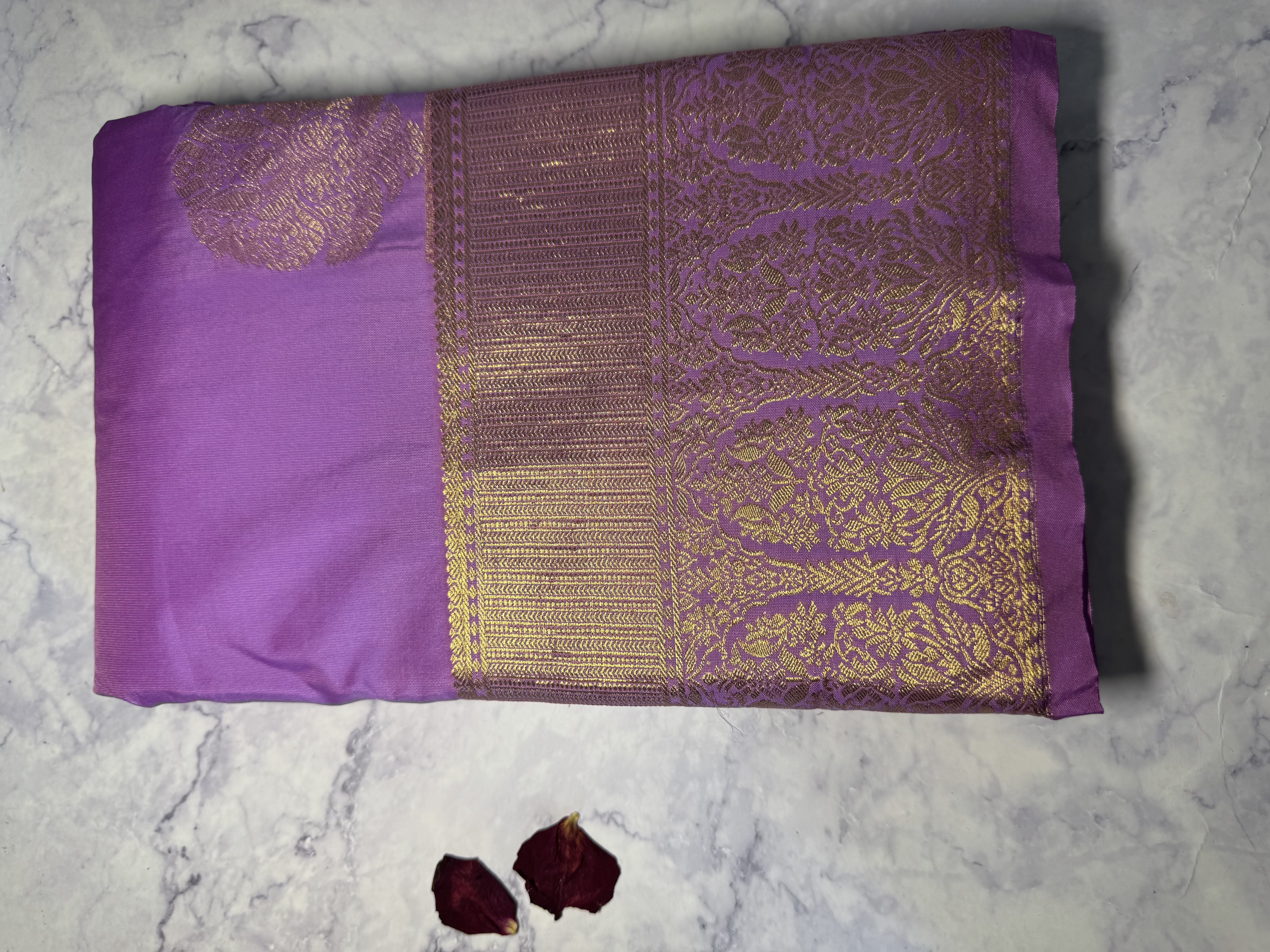 Lavender semi silk saree with pink blouse