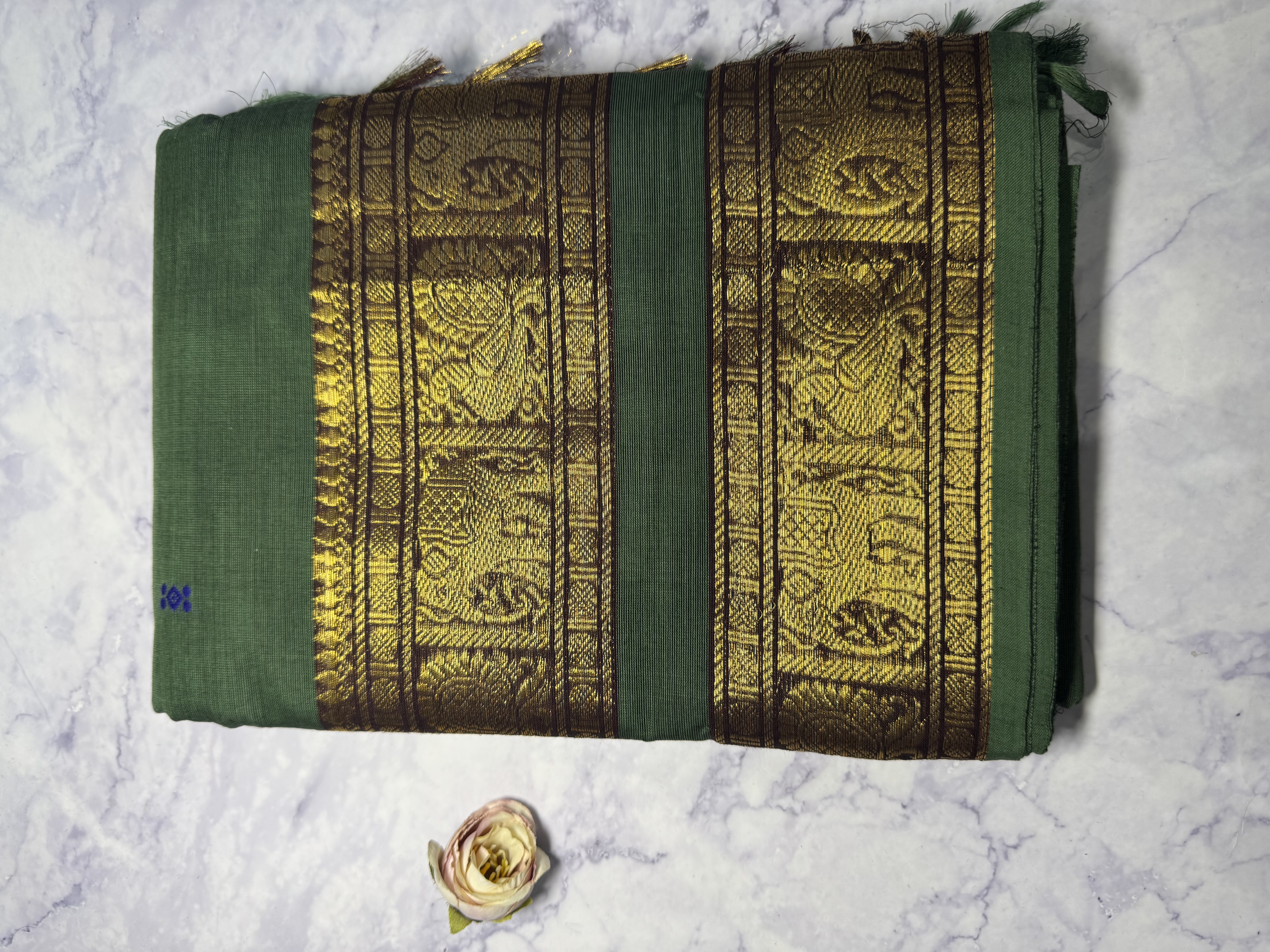 Sage green cotton saree