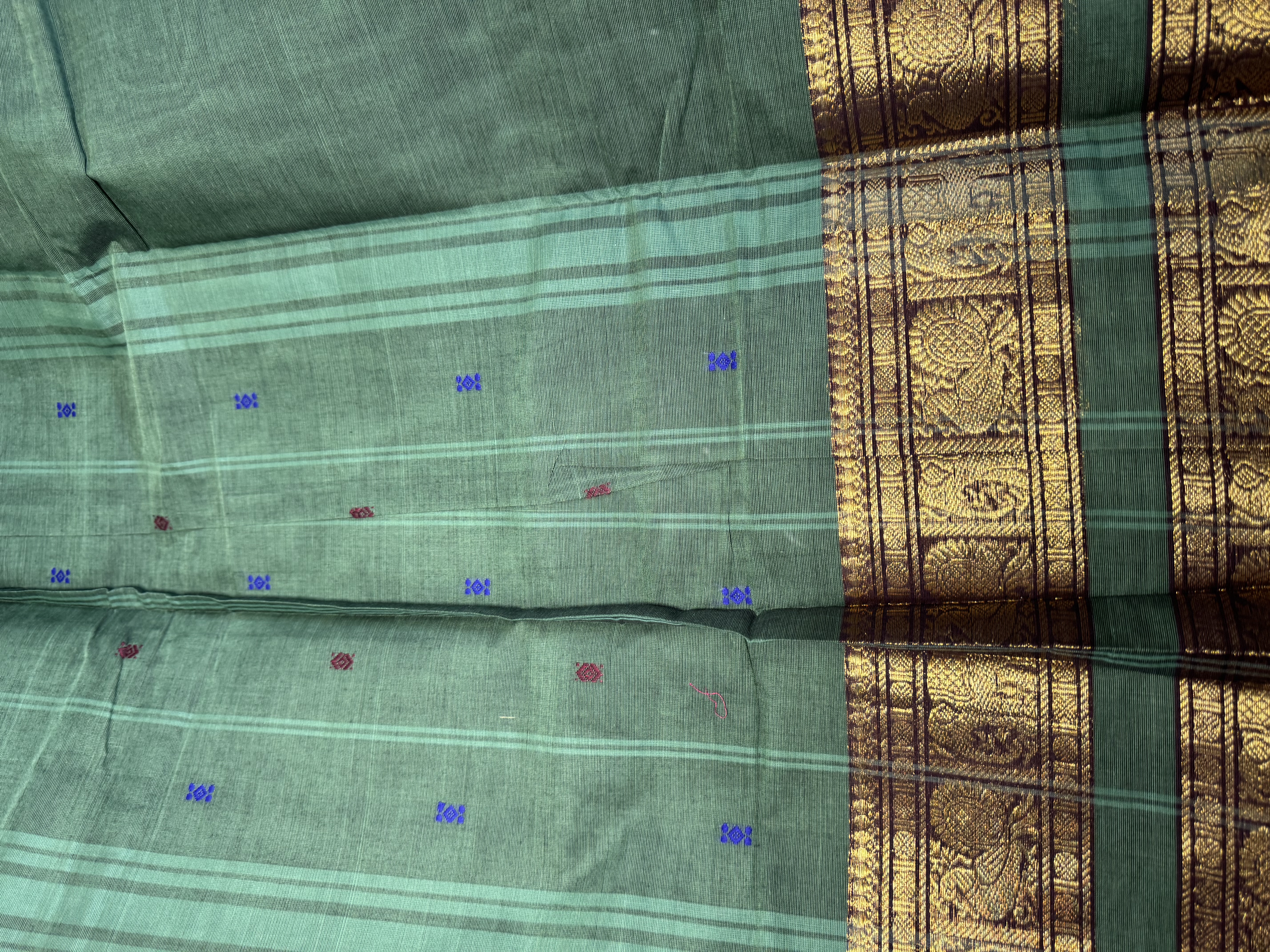 Sage green cotton saree