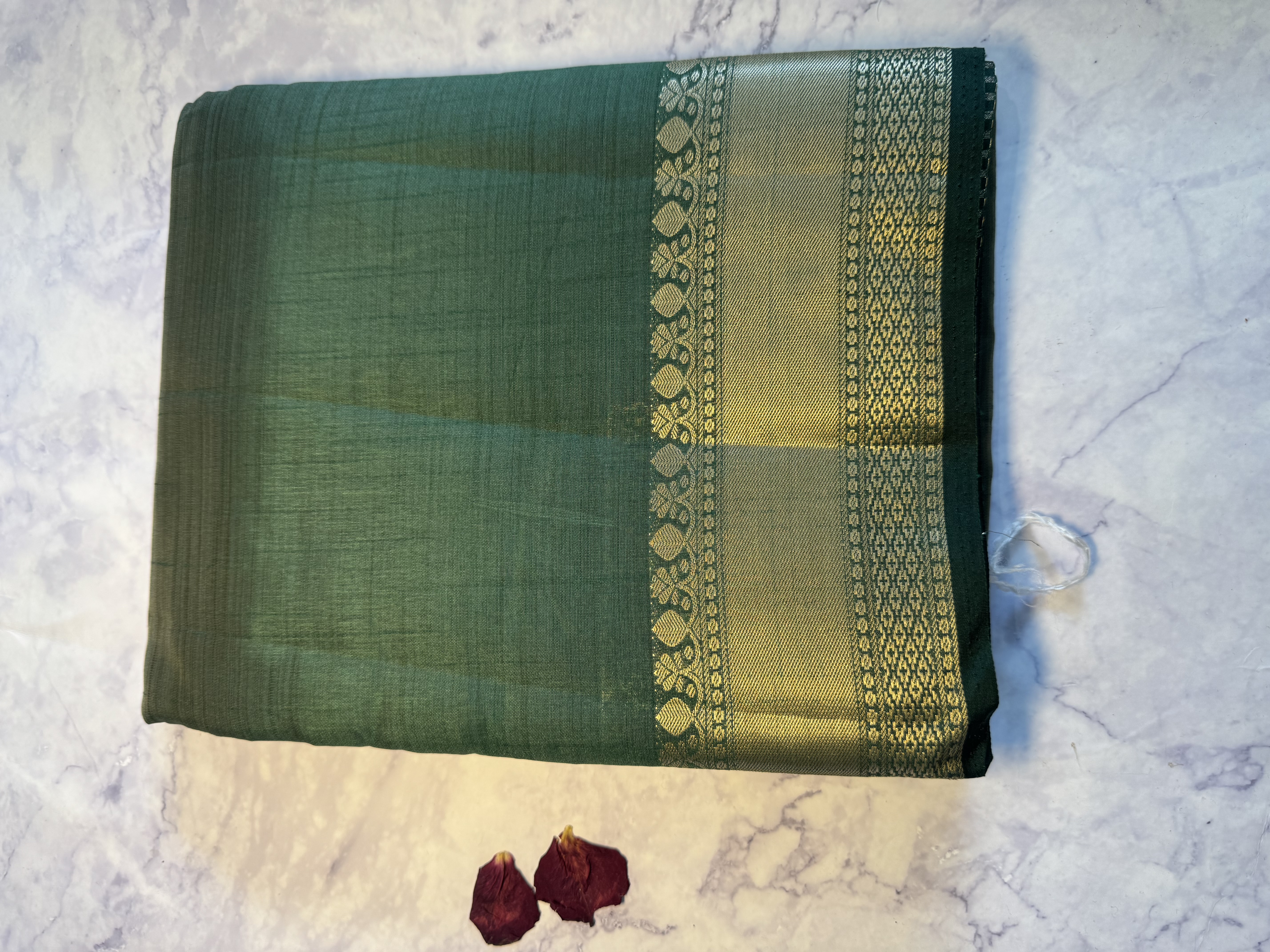 Forest green mango silk saree