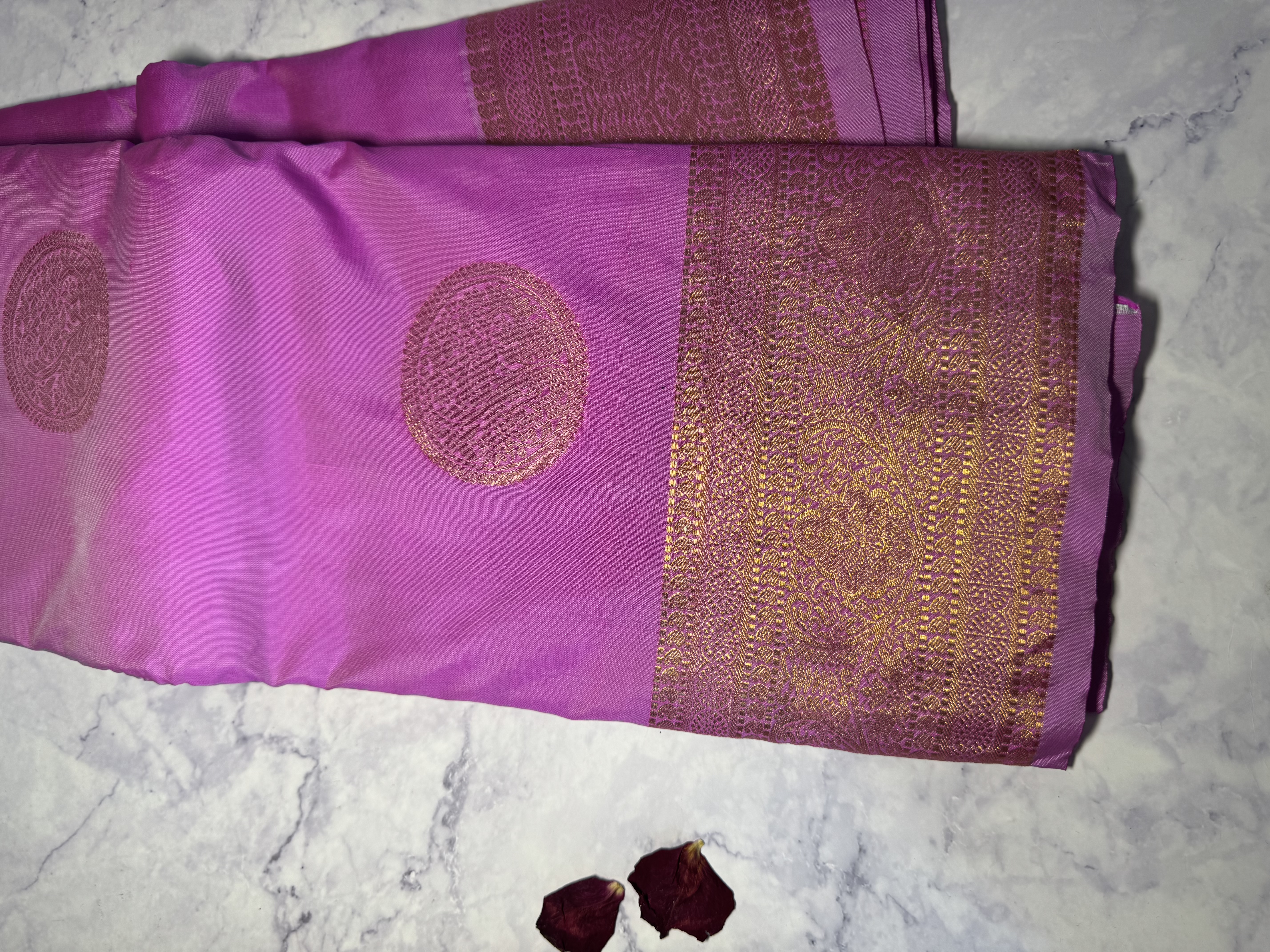 Bubblegum pink semi silk saree