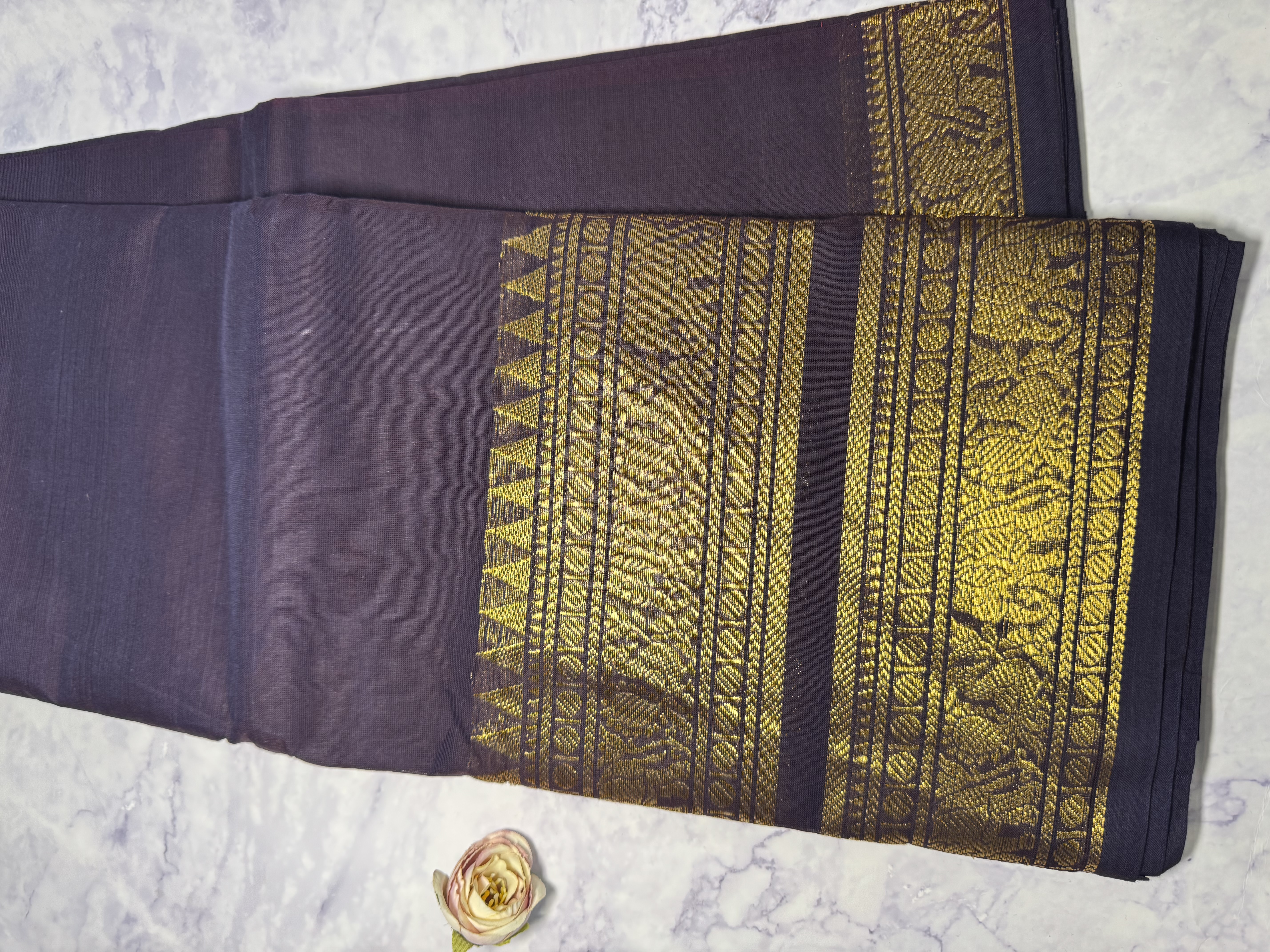 Plum cotton saree