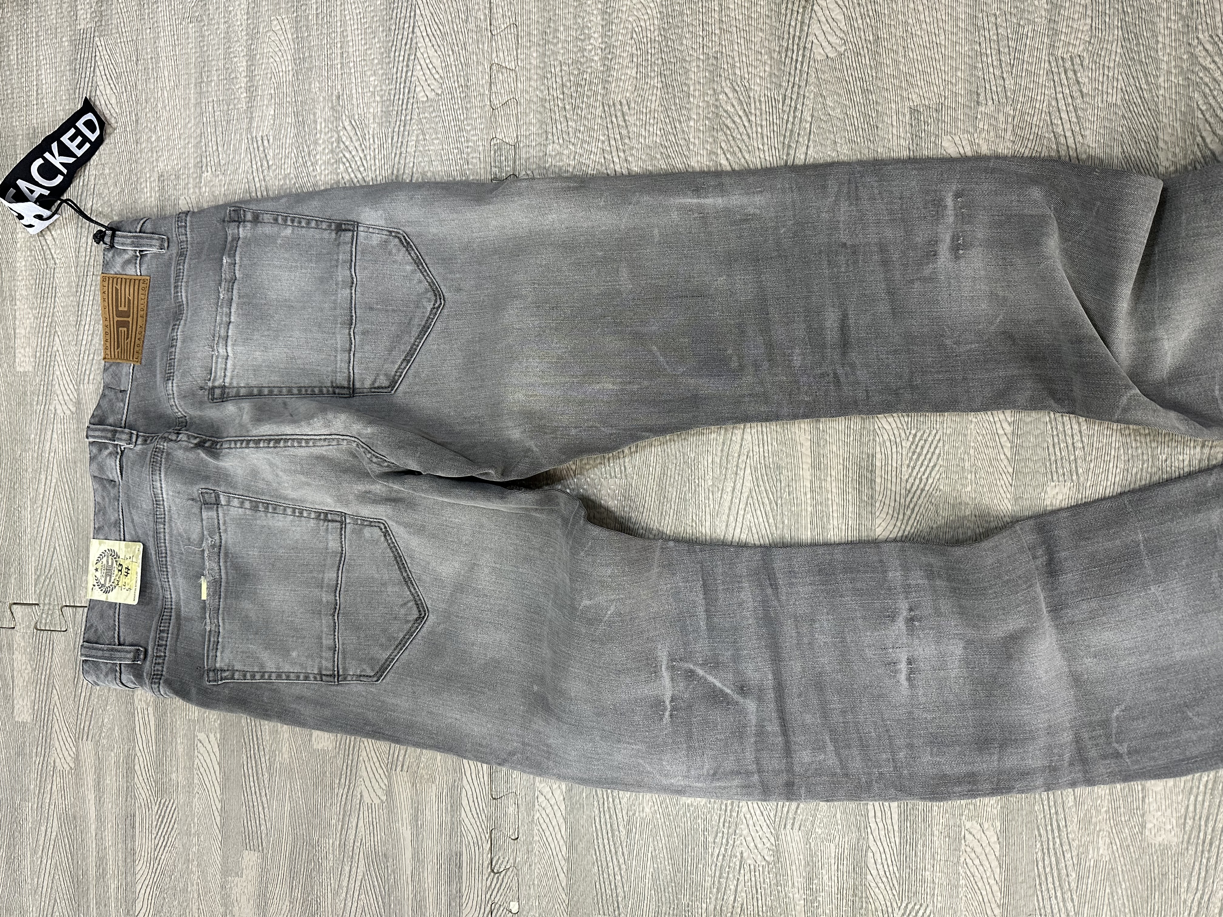 Stacked Stretchy Grey Denim Jeans