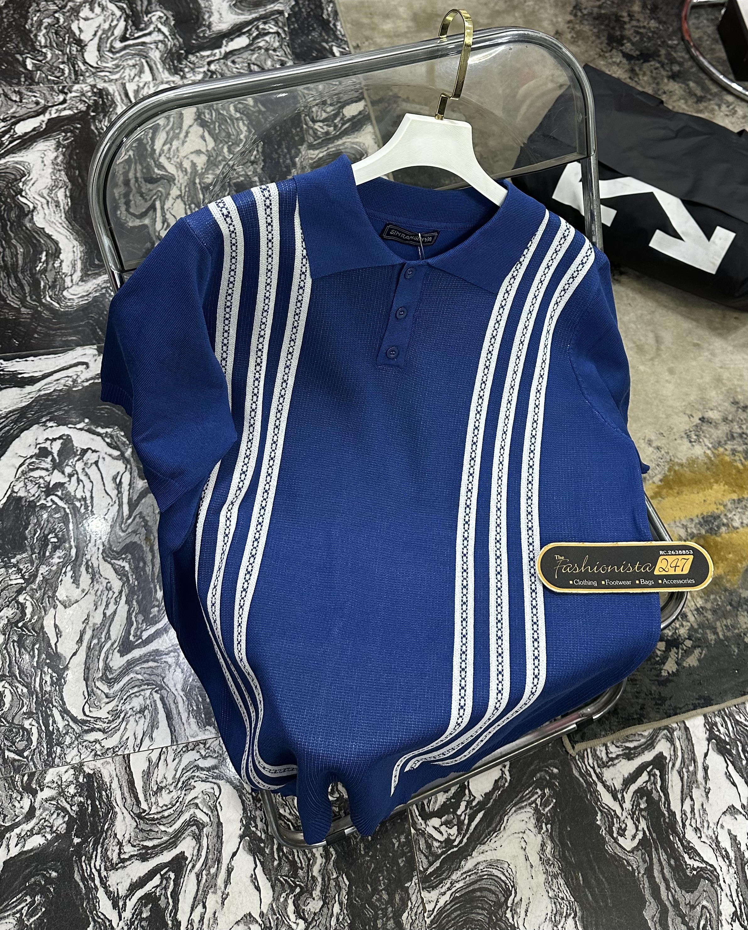 Knitted  Striped Polo Shirt