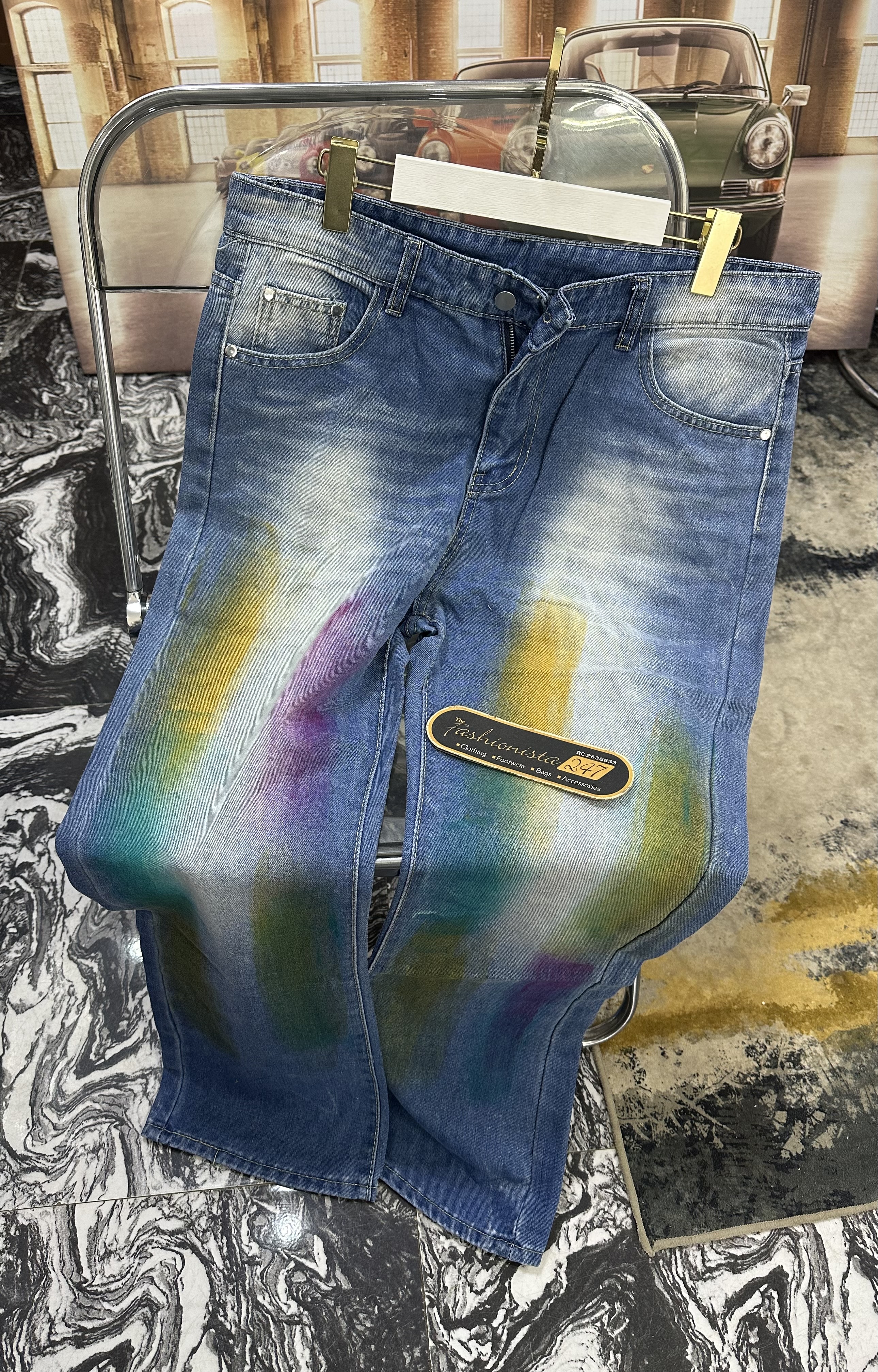 Color Washed Denim  Baggy Jeans
