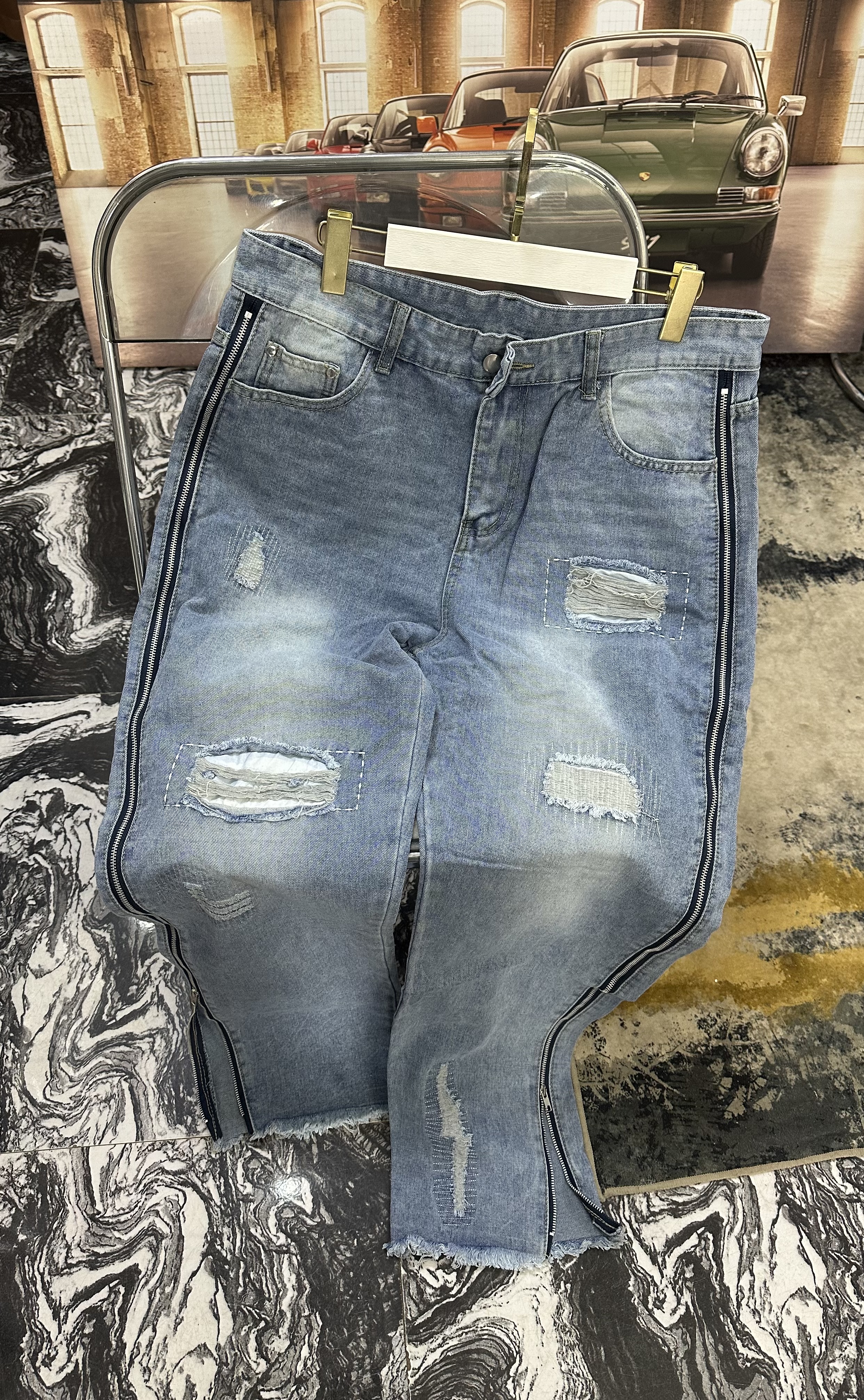 Distressed Blue Jeans
