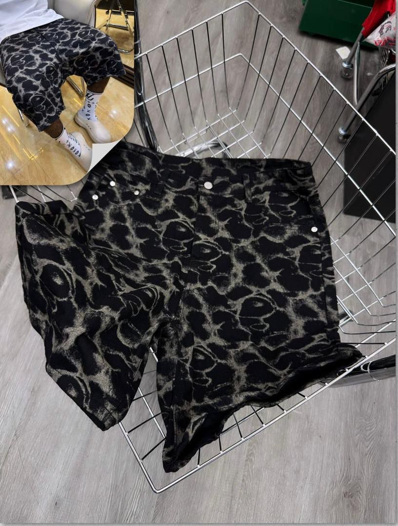 Black Patterned Casual Shorts
