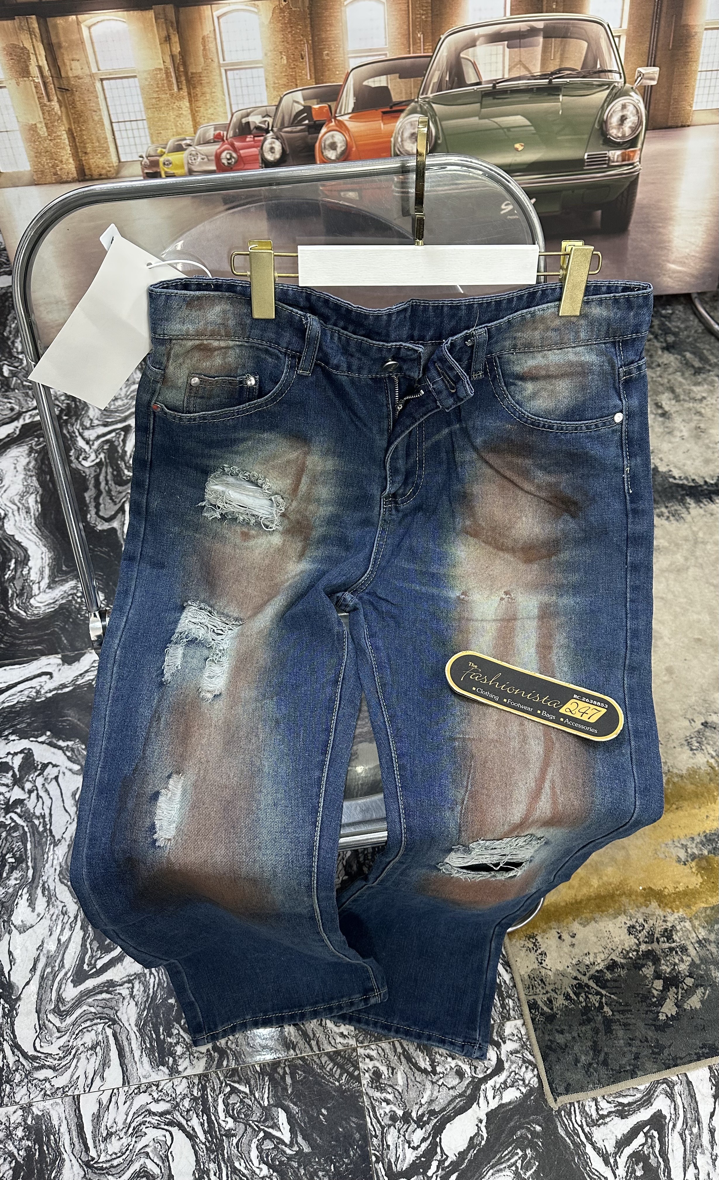 Distressed Blue Baggy Jeans