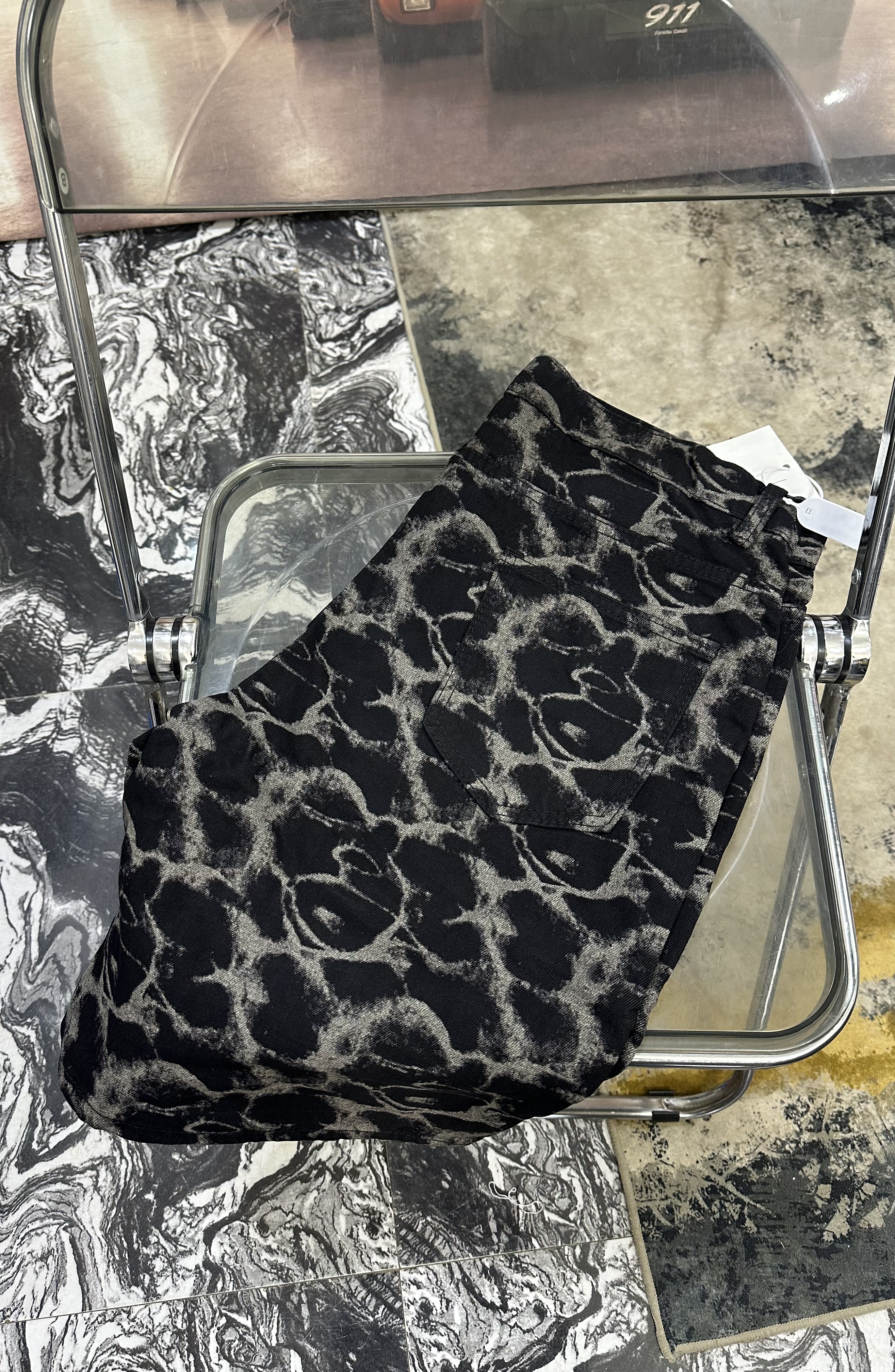 Black Patterned Casual Shorts