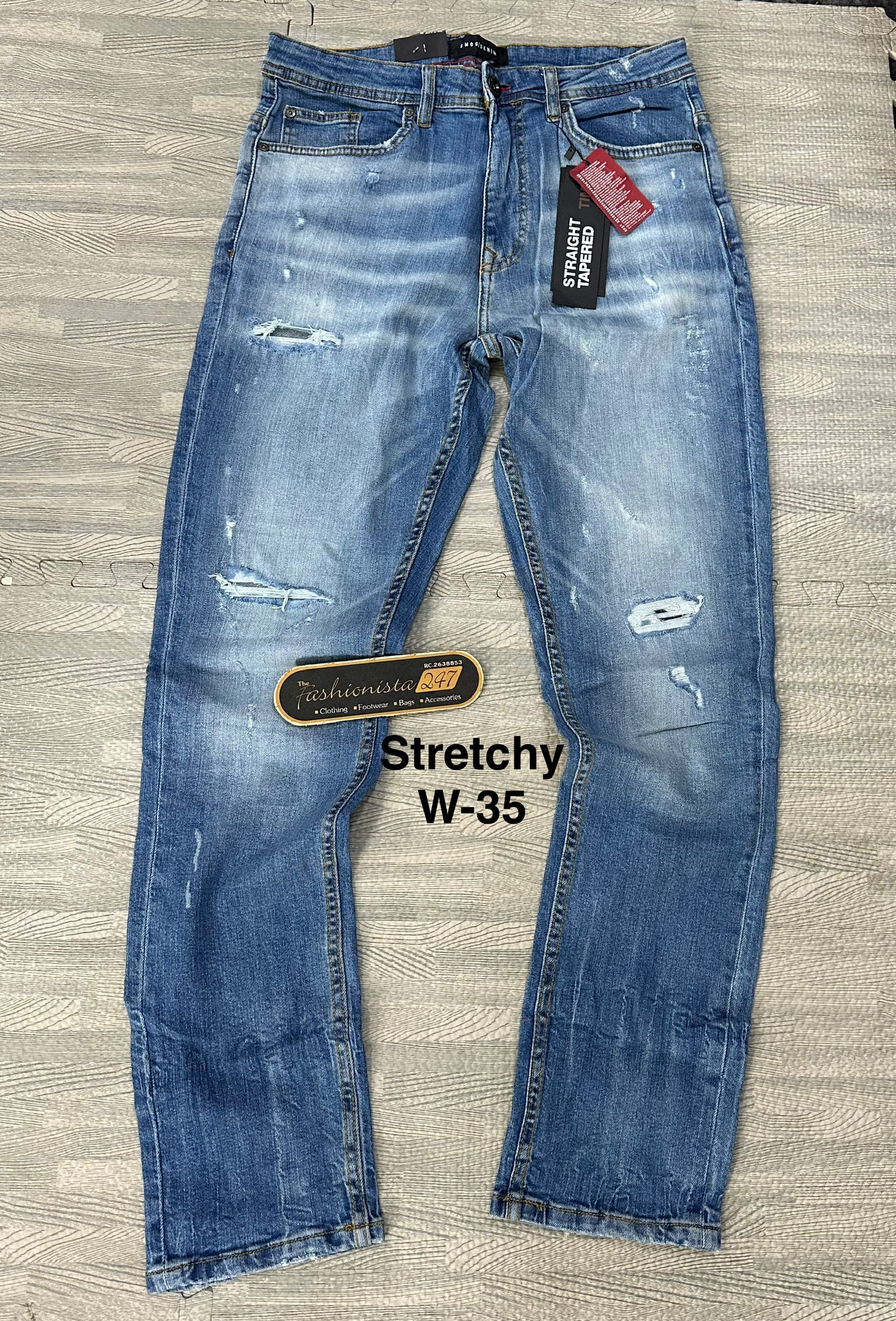 Men's Stretchy Distressed Jeans W-35