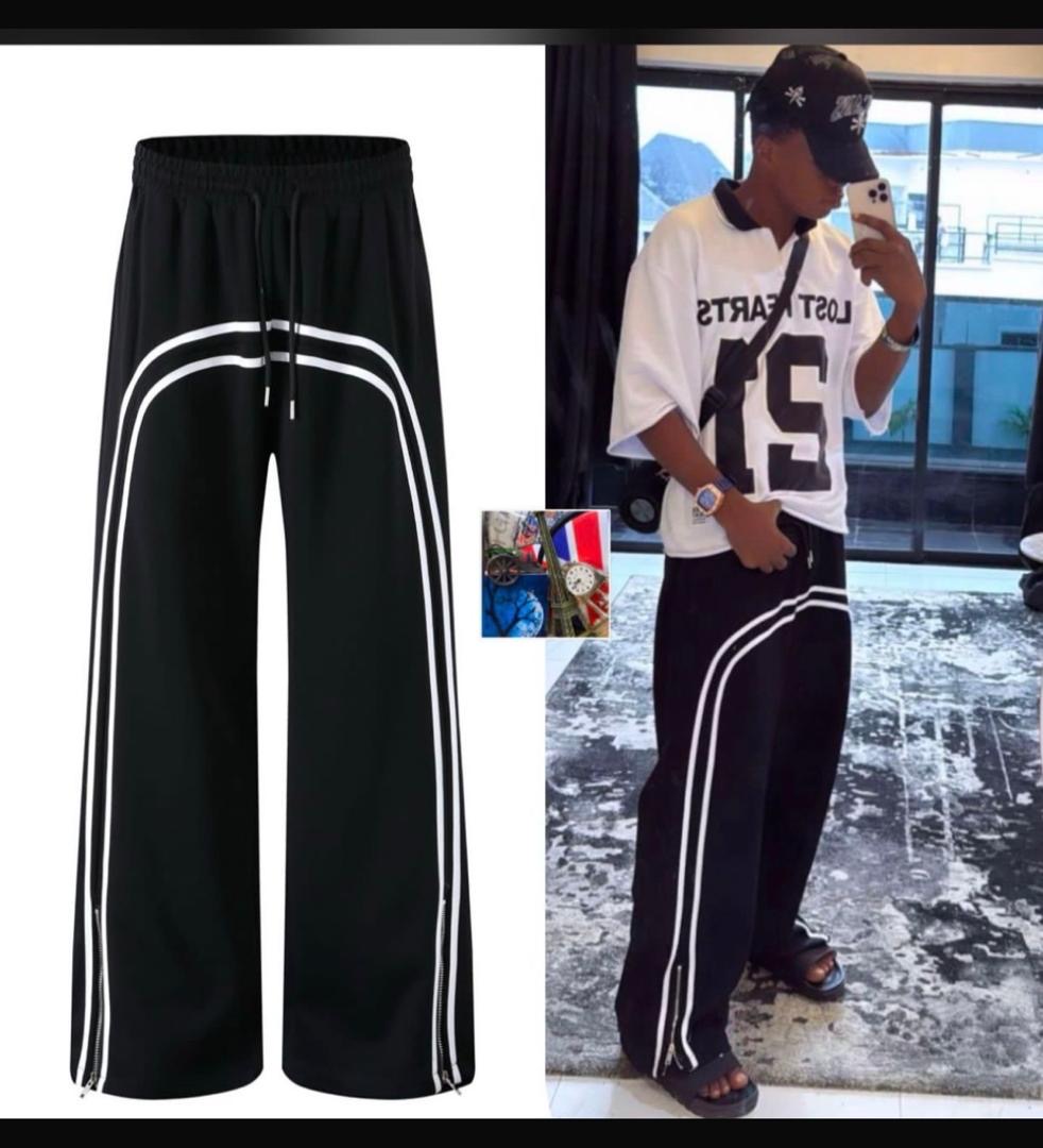 Wide-Leg Track Pants Joggers