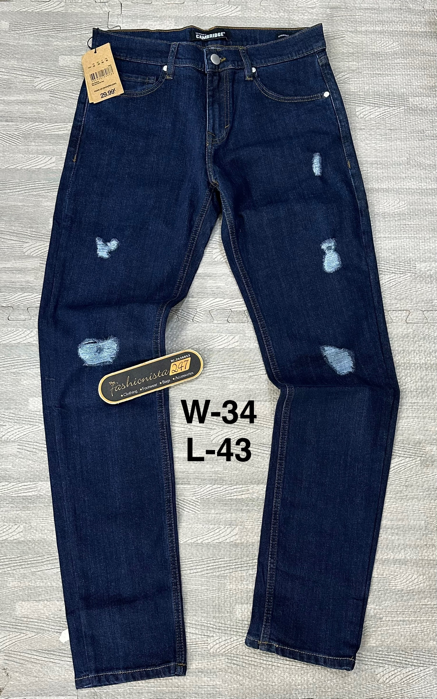 Distressed Blue Denim Jeans