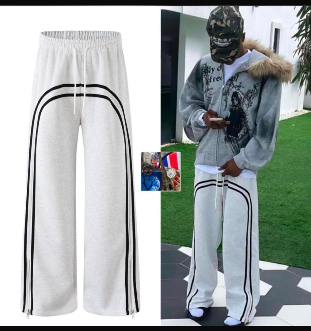 Wide-Leg Track Pants Joggers