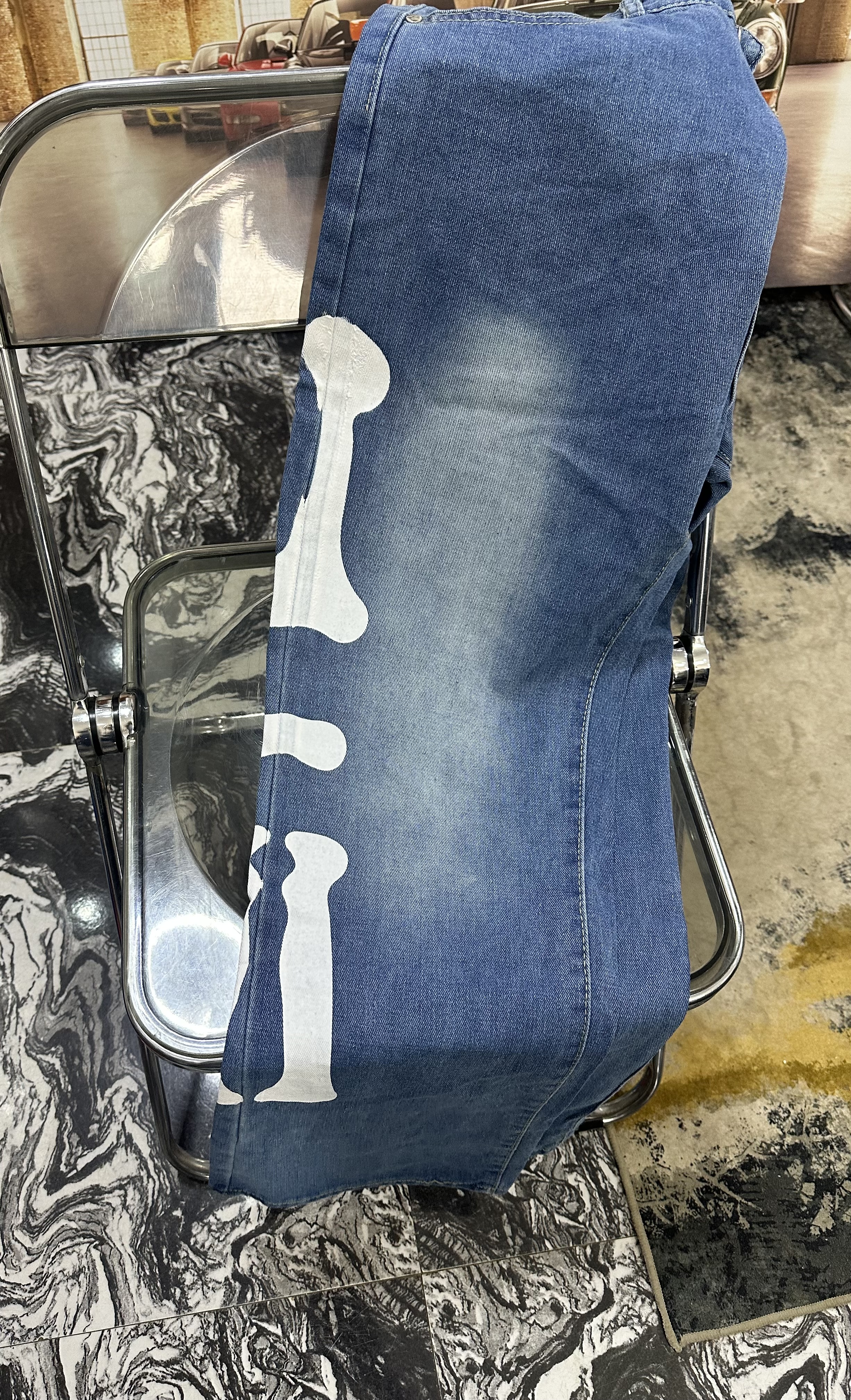 Graphic Blue Denim Jeans