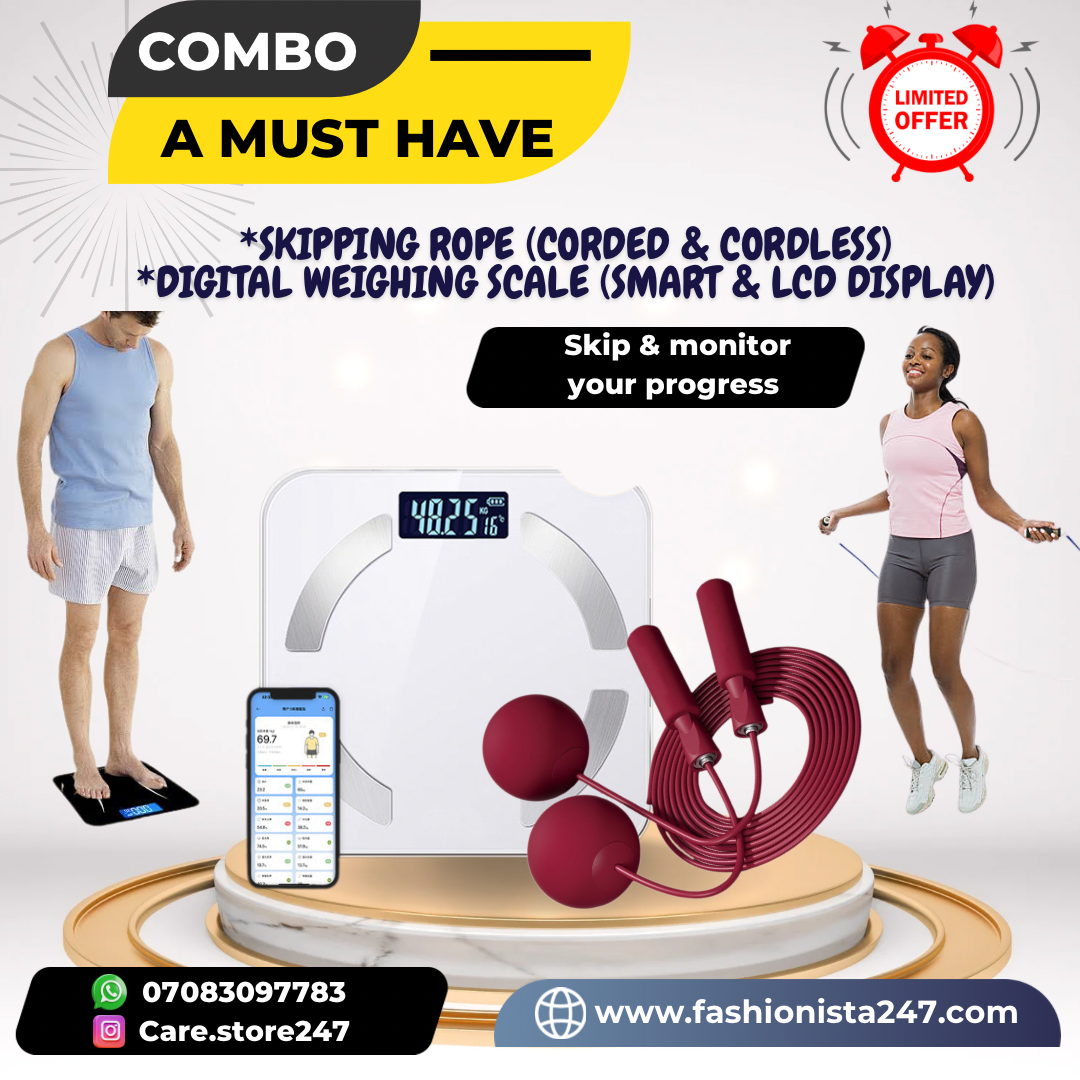 Skipping Rope & Digital Weighing Scale Combo