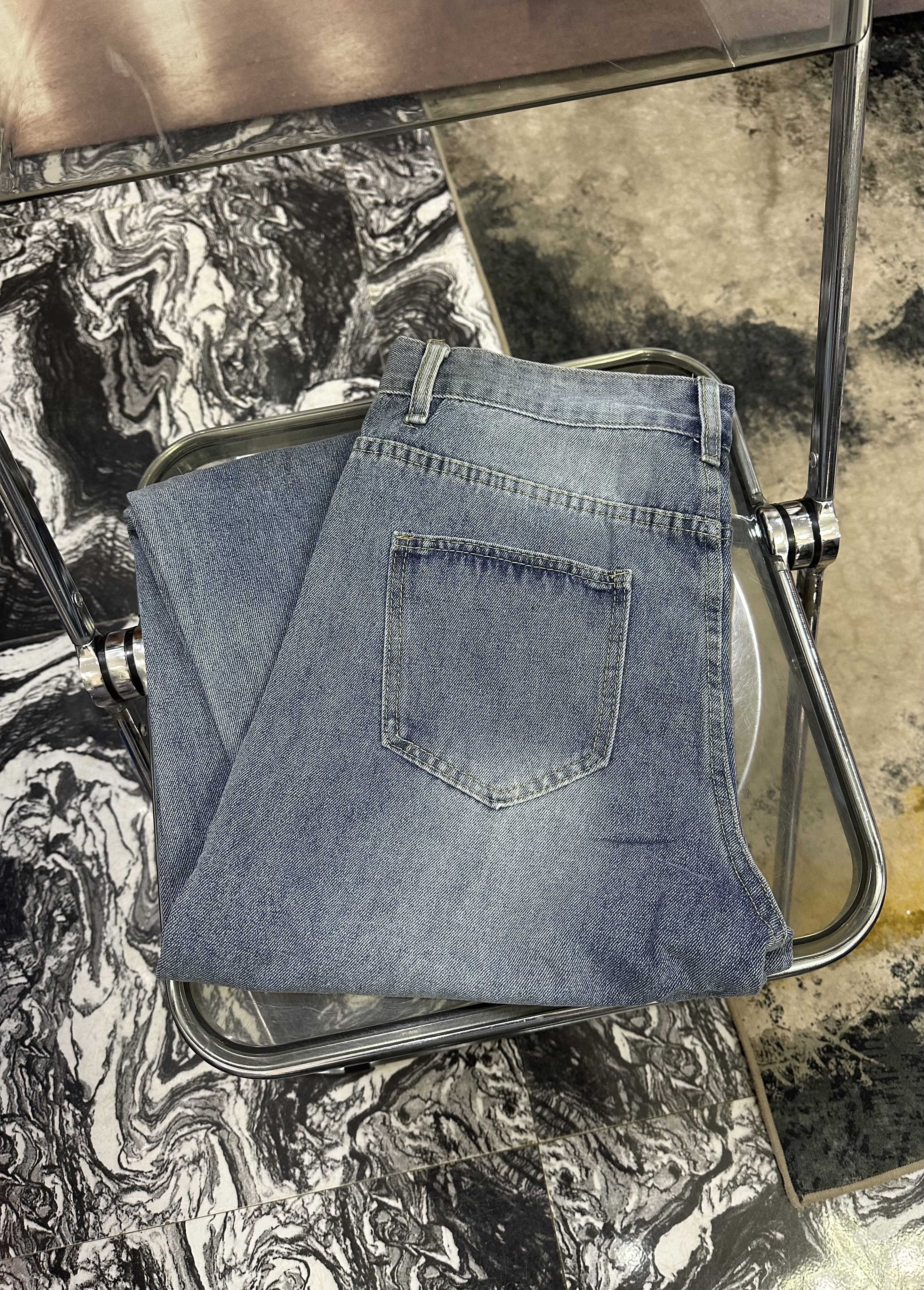 Distressed Blue Jeans