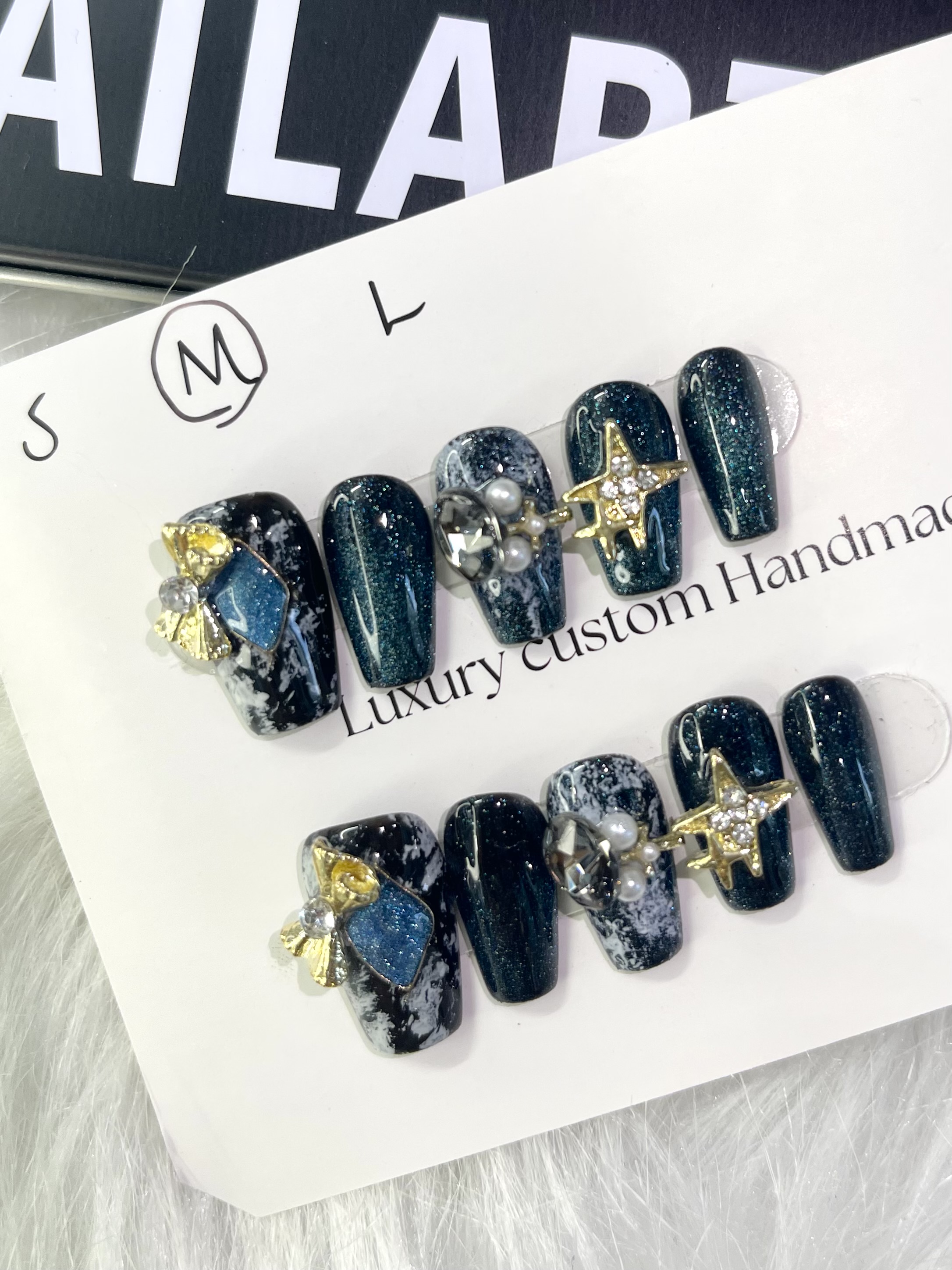 Starry Night Luxury 3D Press-On Nails