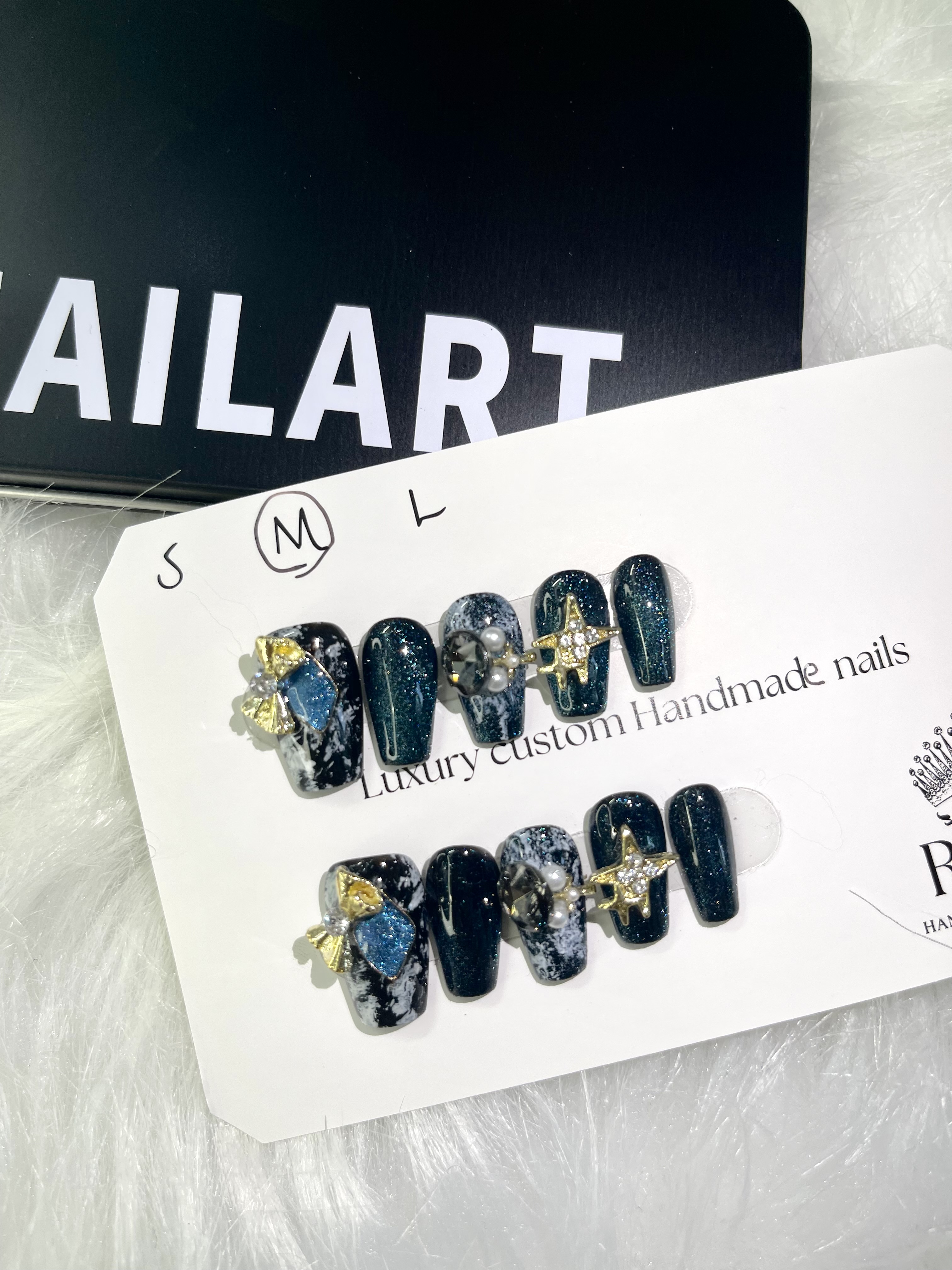Starry Night Luxury 3D Press-On Nails