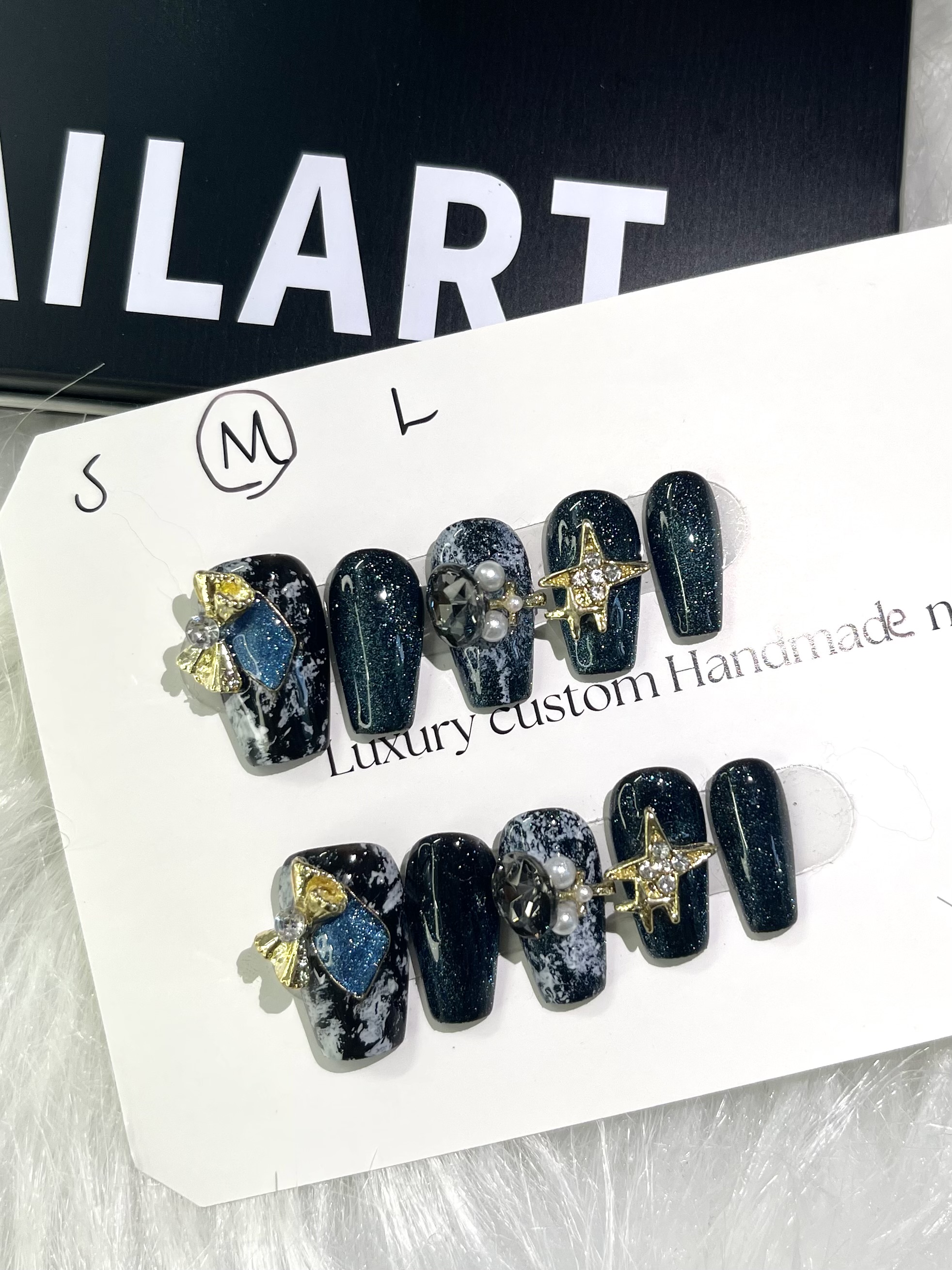 Starry Night Luxury 3D Press-On Nails