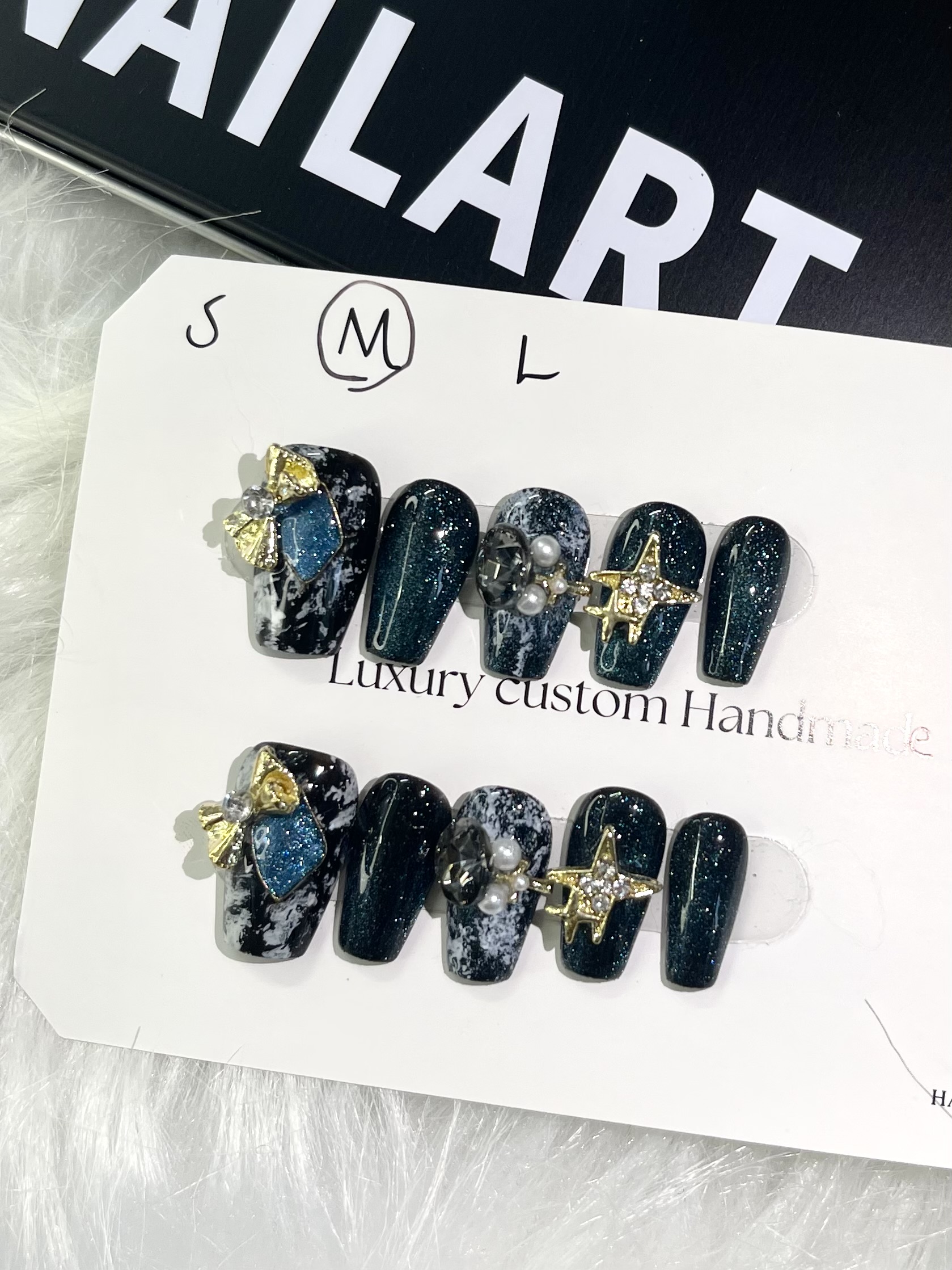 Starry Night Luxury 3D Press-On Nails