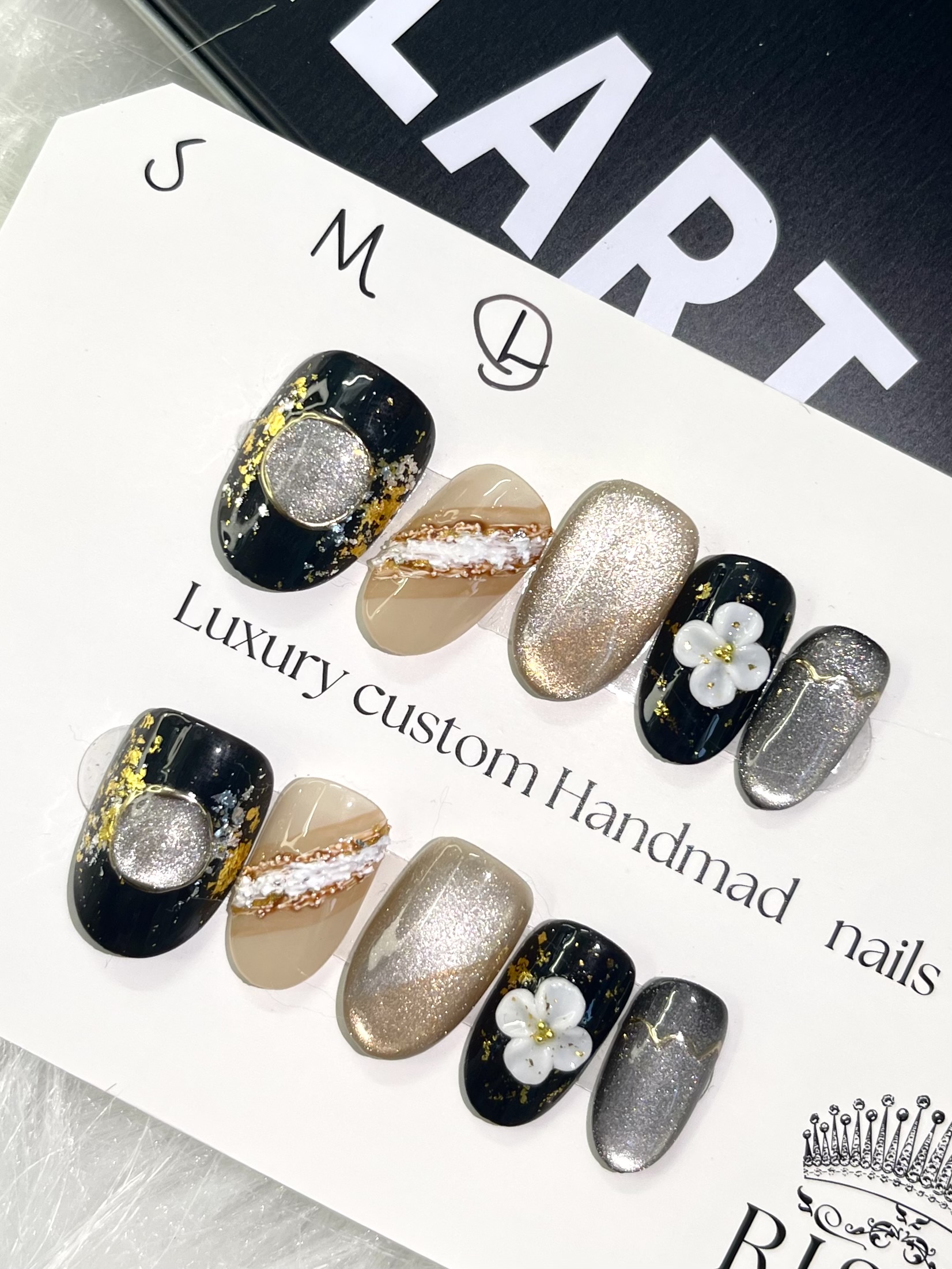 Champagne Bloom Elegant 3D Press-On Nails