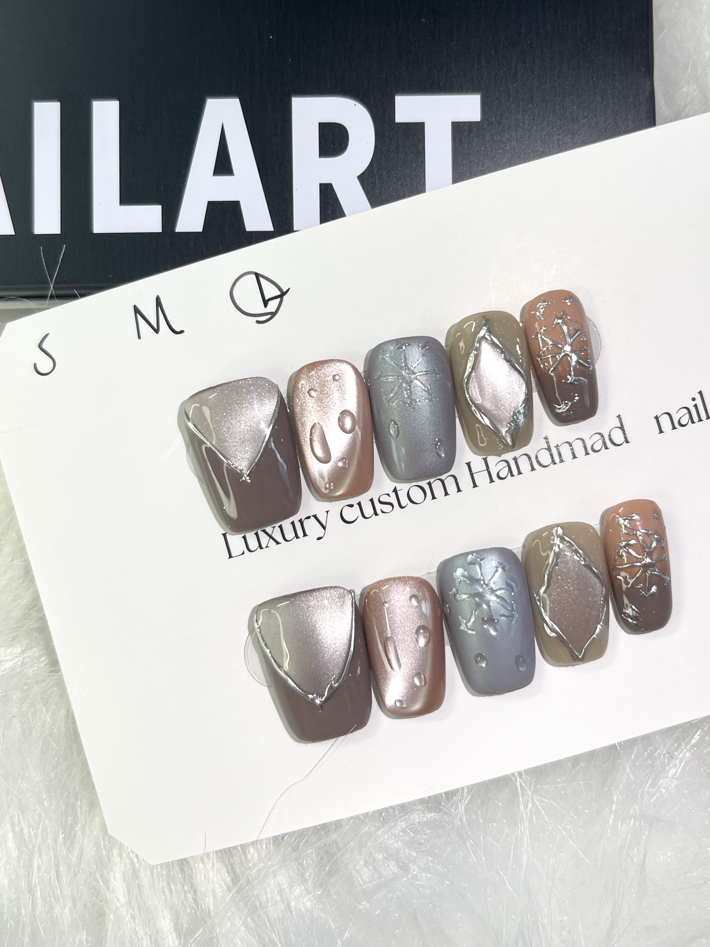 Stardust & Raindrops | Mirror Metallic Handmade Press-On Nails