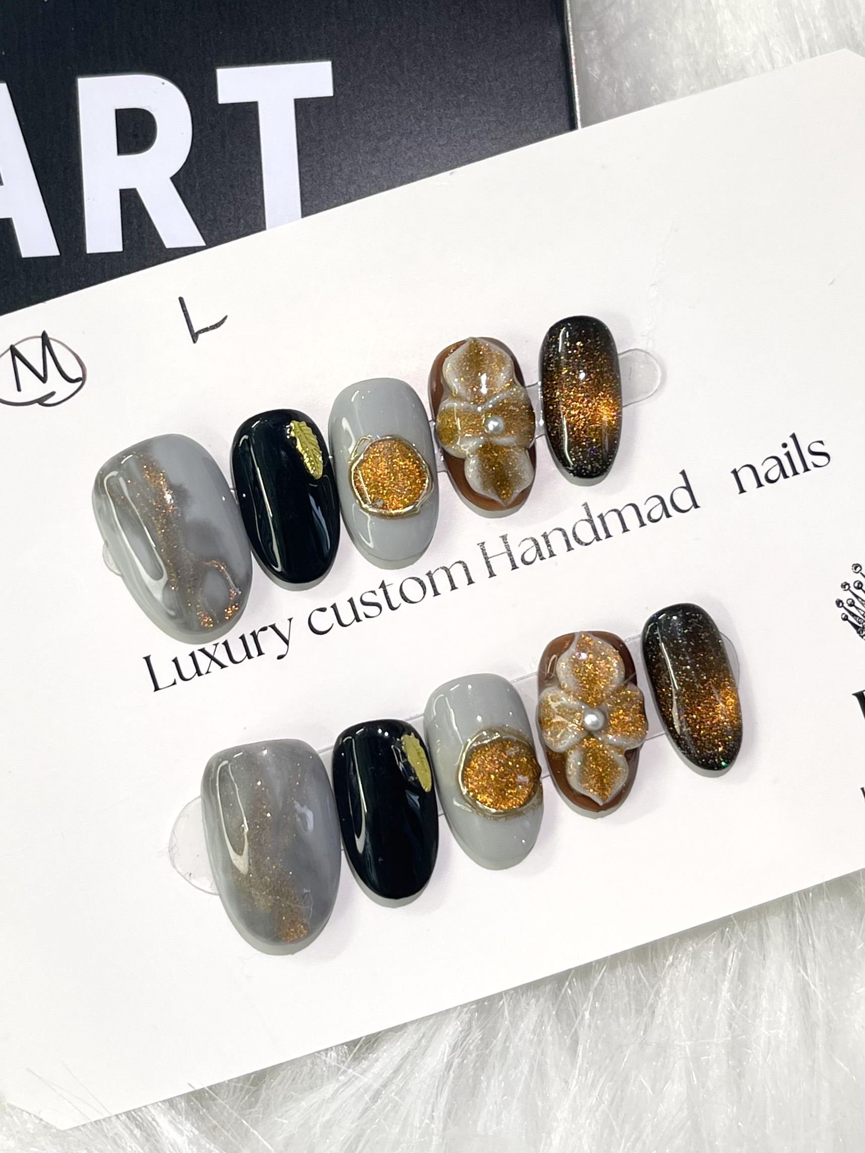 Golden Ember | Glitter Bloom Press-On Nails