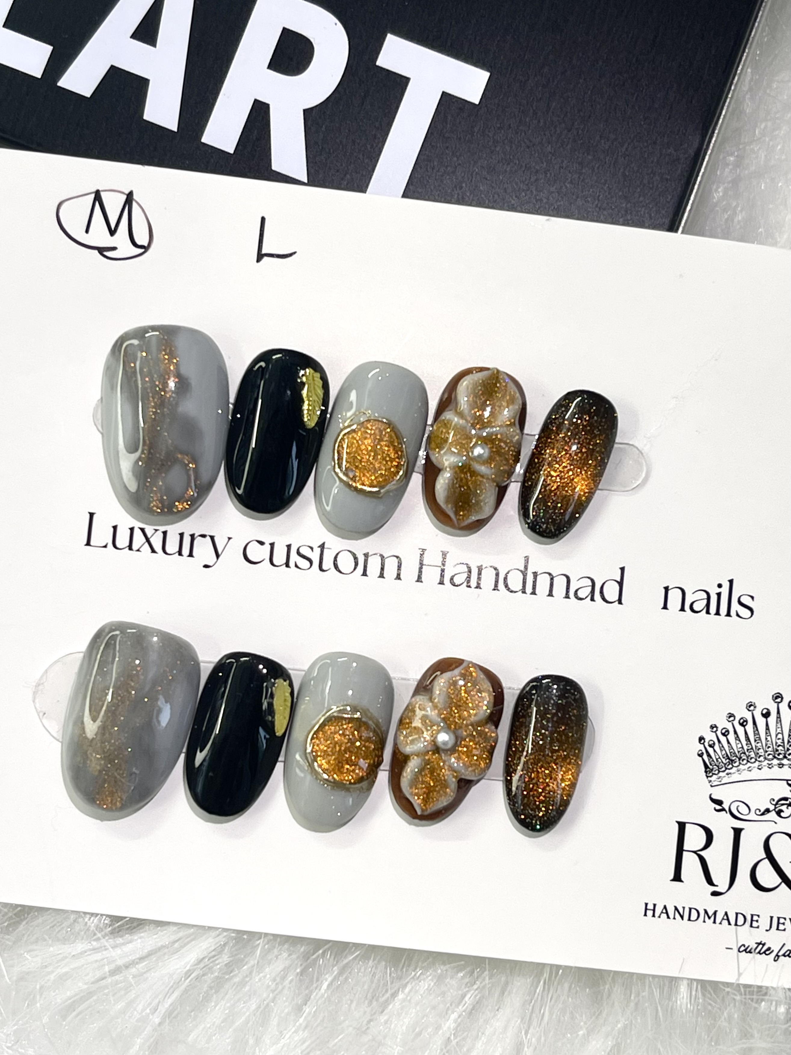 Golden Ember | Glitter Bloom Press-On Nails