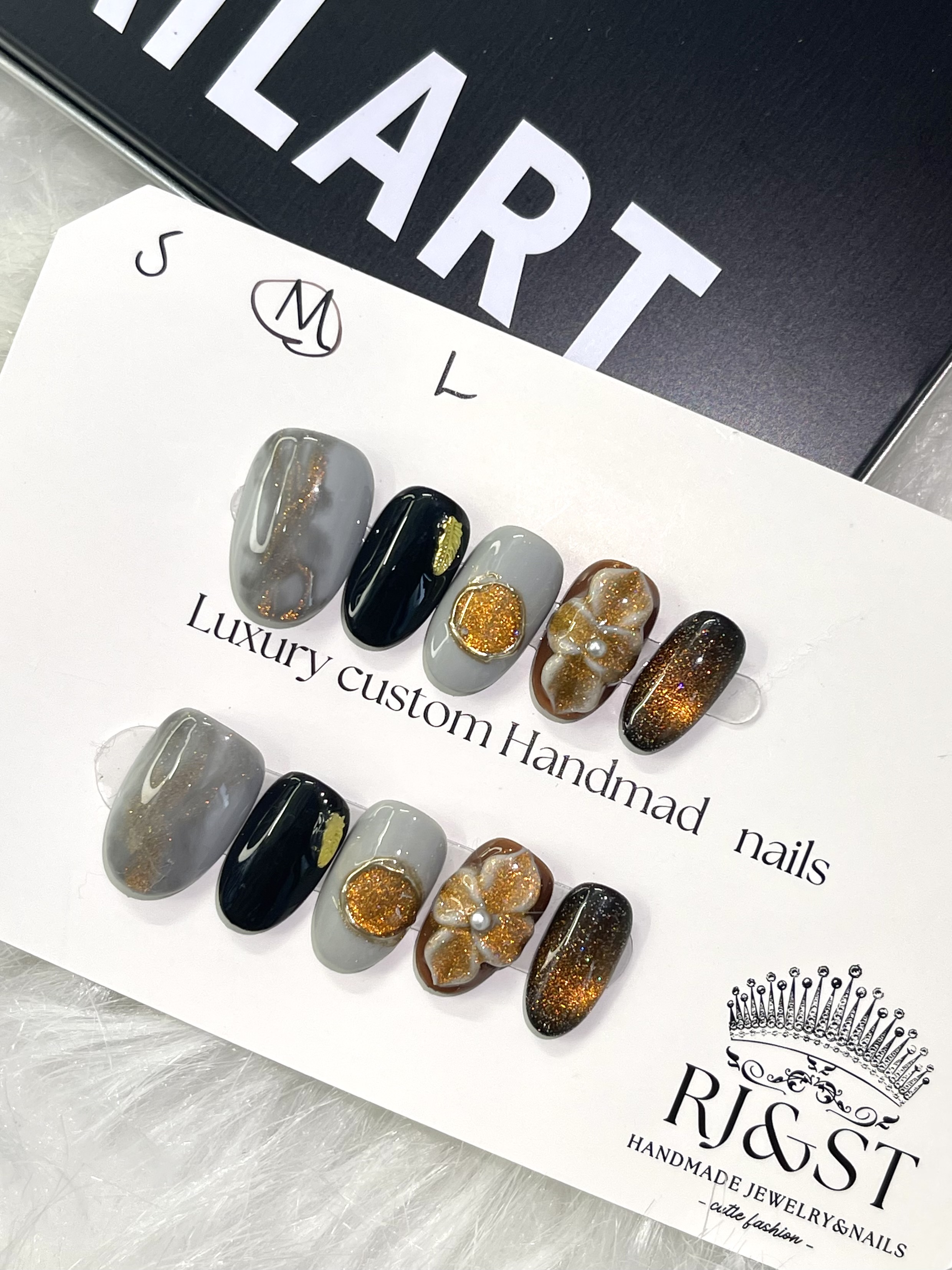 Golden Ember | Glitter Bloom Press-On Nails